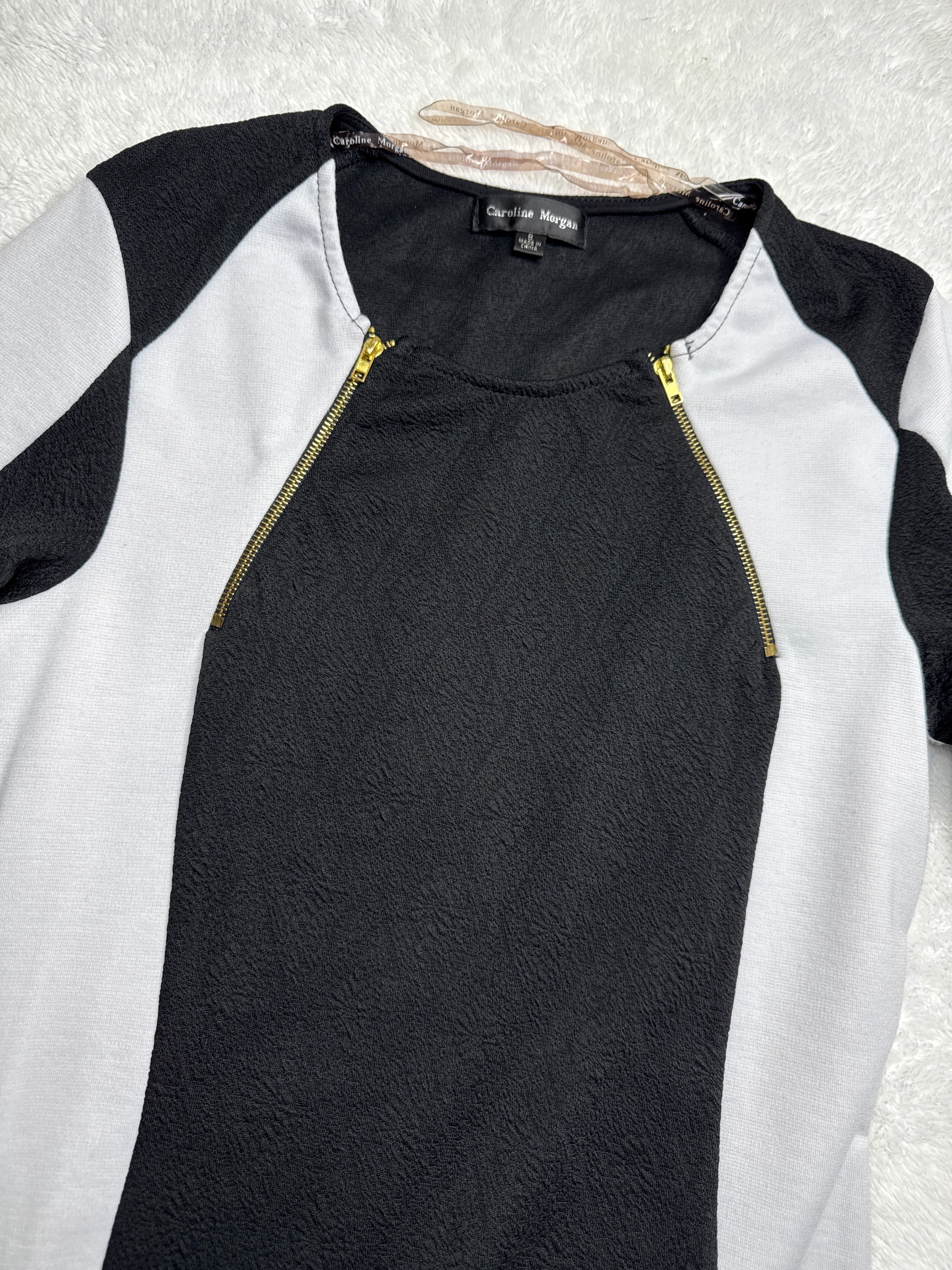 Caroline Morgan Black & White Color Block Dress (8 / Medium)