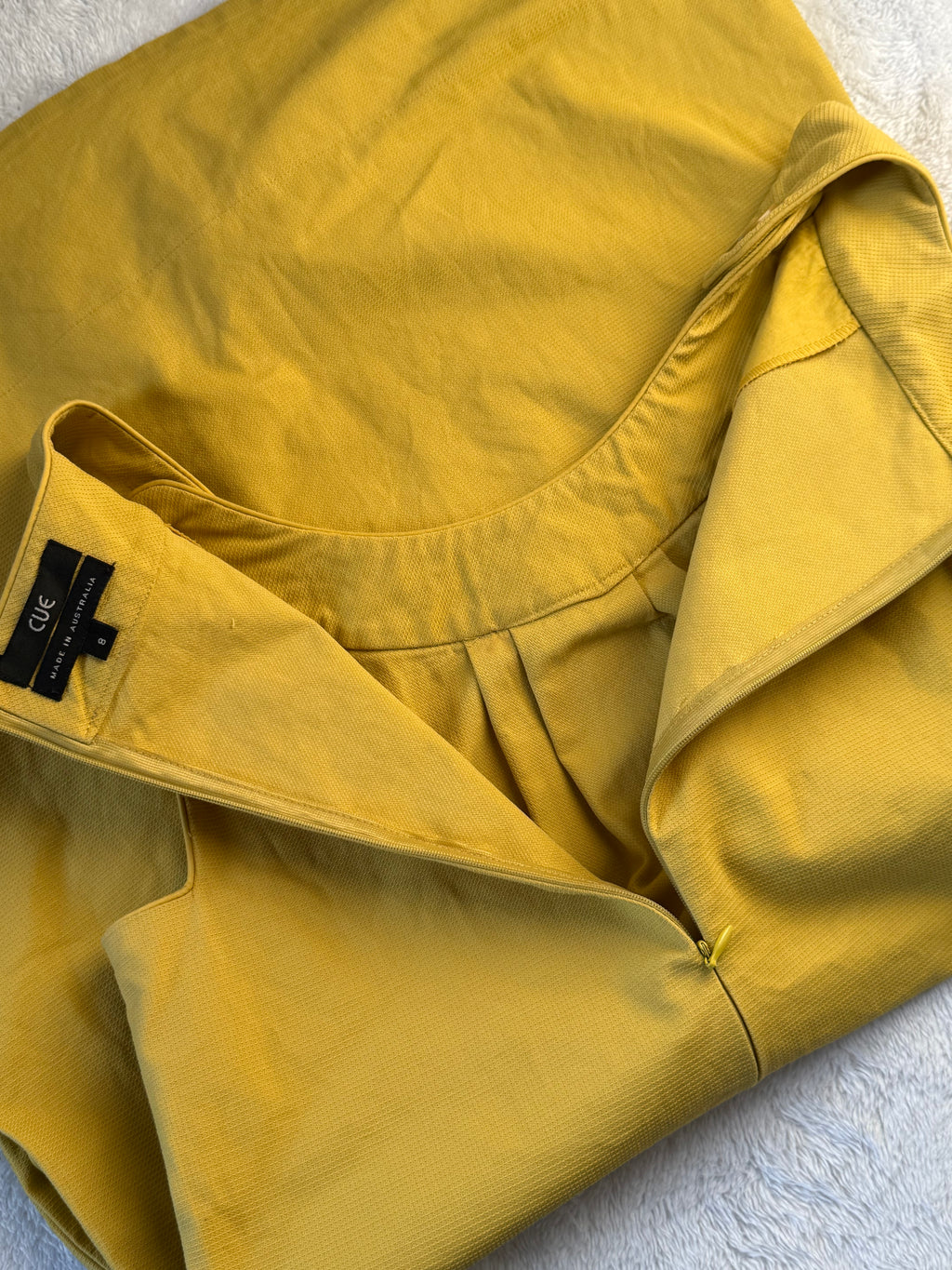 Cue Australia Bright Yellow Pleated Shift Dress | UK 8