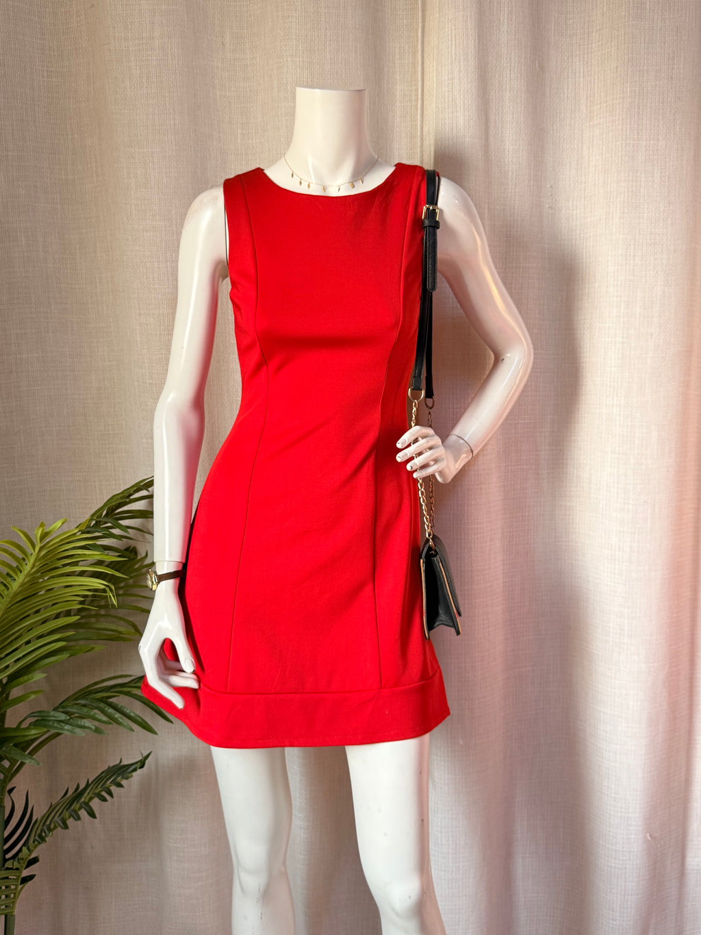 Zavendar Red Sleeveless Bodycon Mini Dress – Size S | Elegant Cocktail & Party Dress
