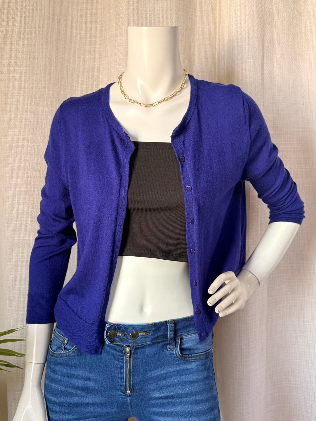 L.K. Bennett Purple Button-Down Cardigan | Large