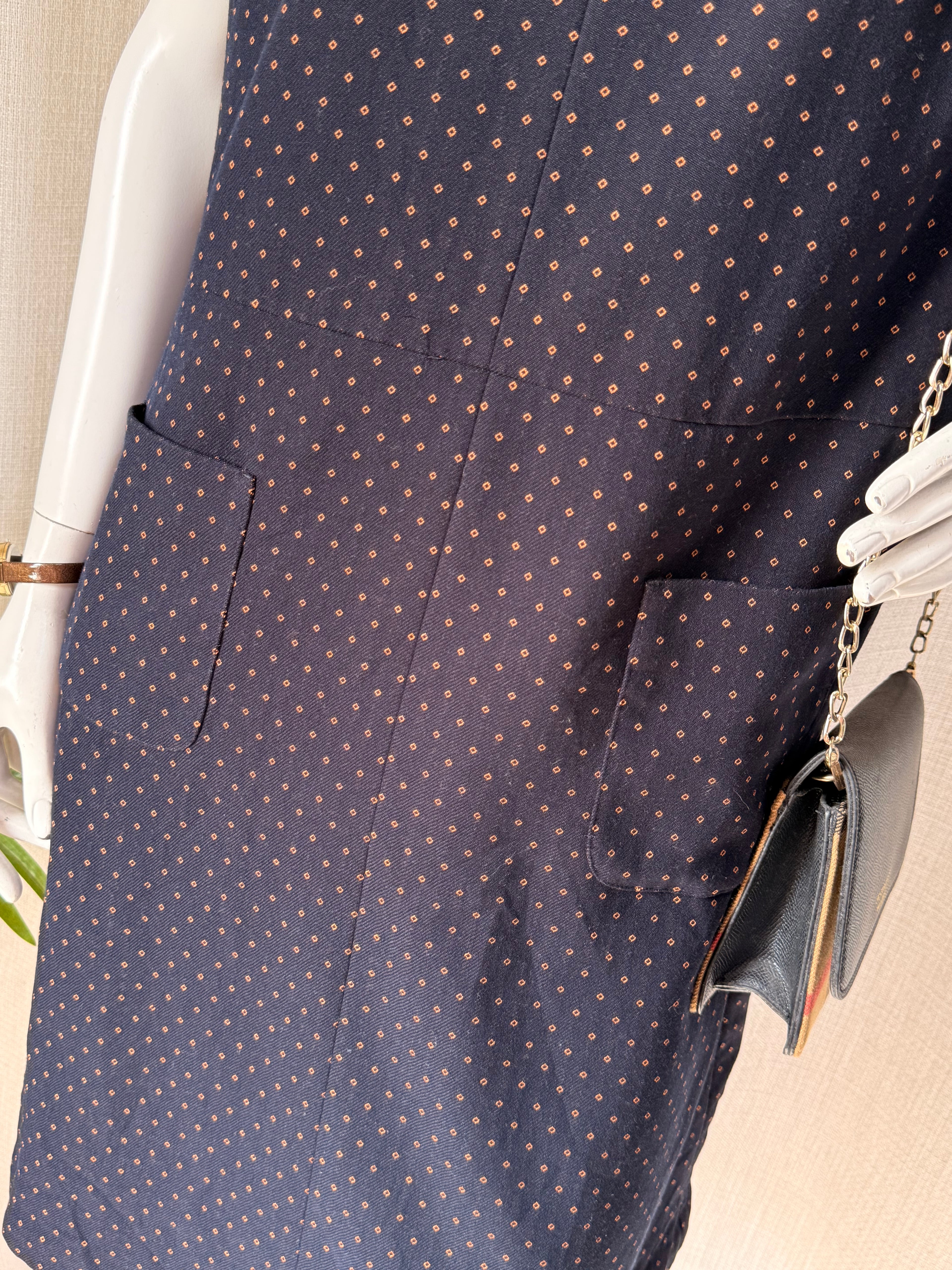 NEXT TAILORING Black & Gold Geometric Printed Shift Dress – Size UK 16 / EU 44 | Smart Workwear & Occasion Dress