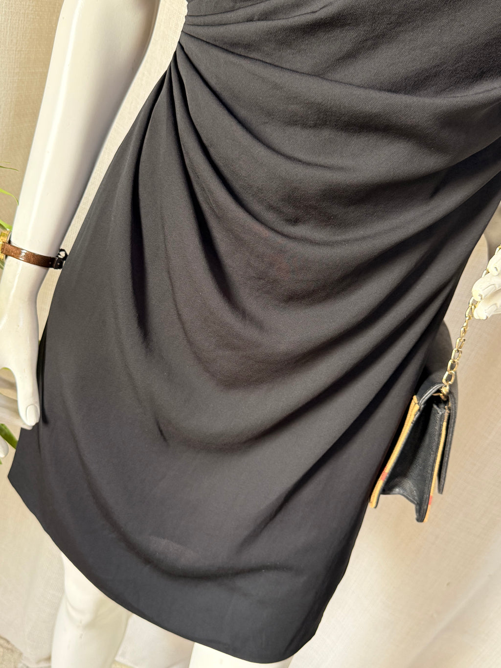 Zendra Black Ruched Cocktail Mini Dress – Size 42 | Elegant Evening & Party Dress