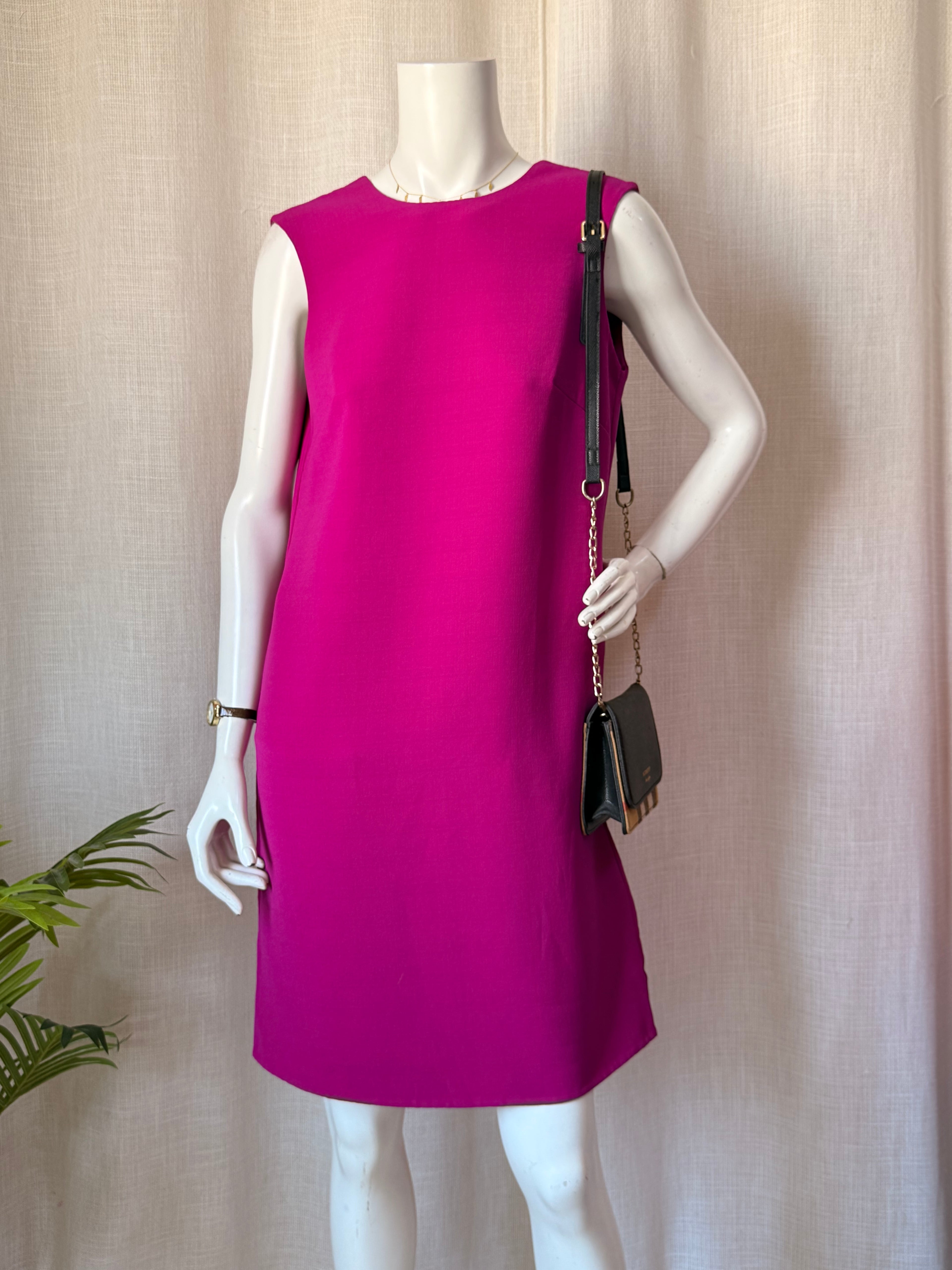 Adolfo Dominguez Fuchsia Pink V-Back Shift Dress (Size S / EUR 38)