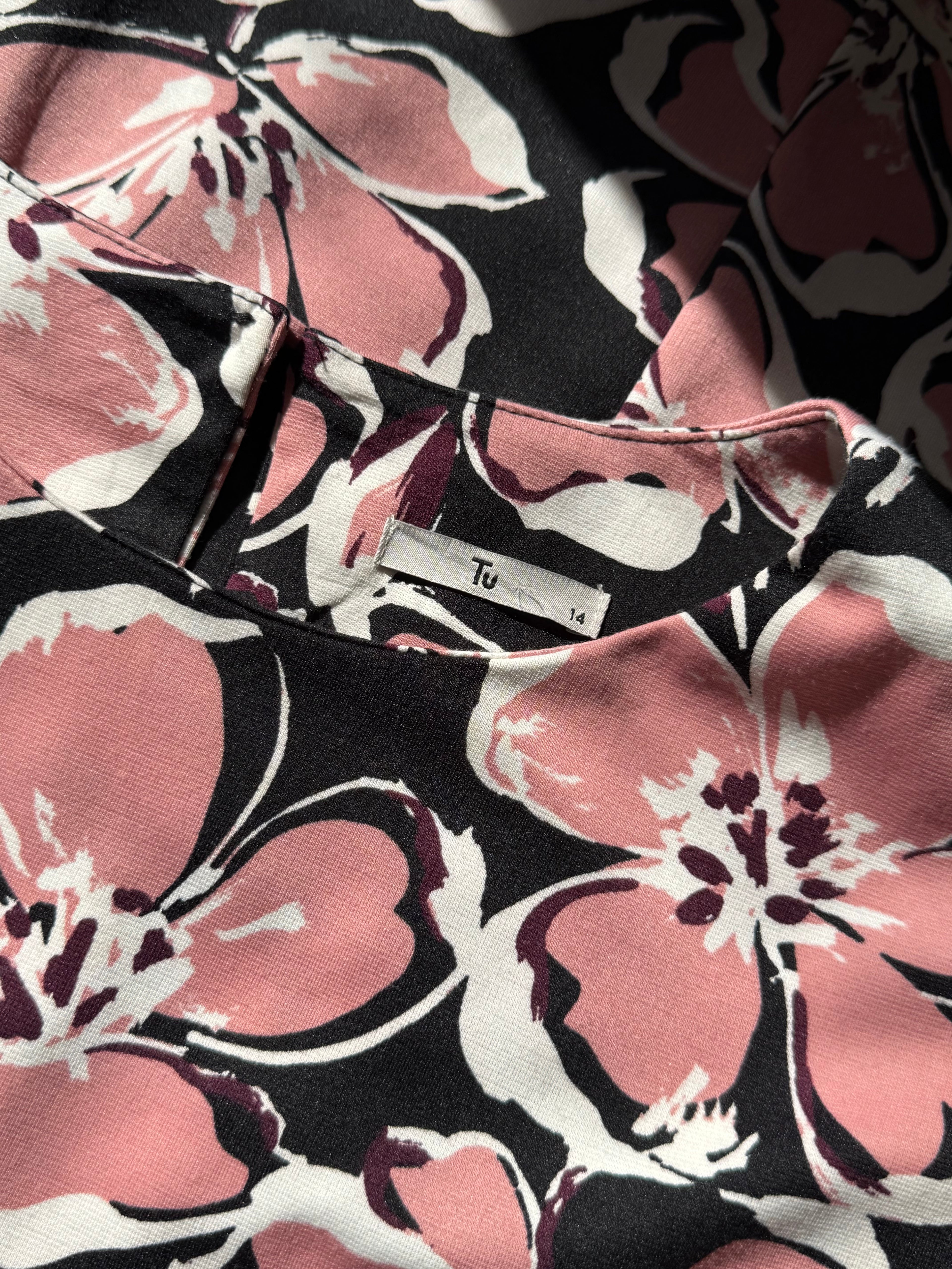 Chic TU Pink Floral Print Midi Dress - Preloved UK 14