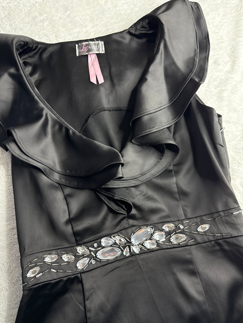 Lipsy London Black Embellished Mini Dress (US 6 / M)