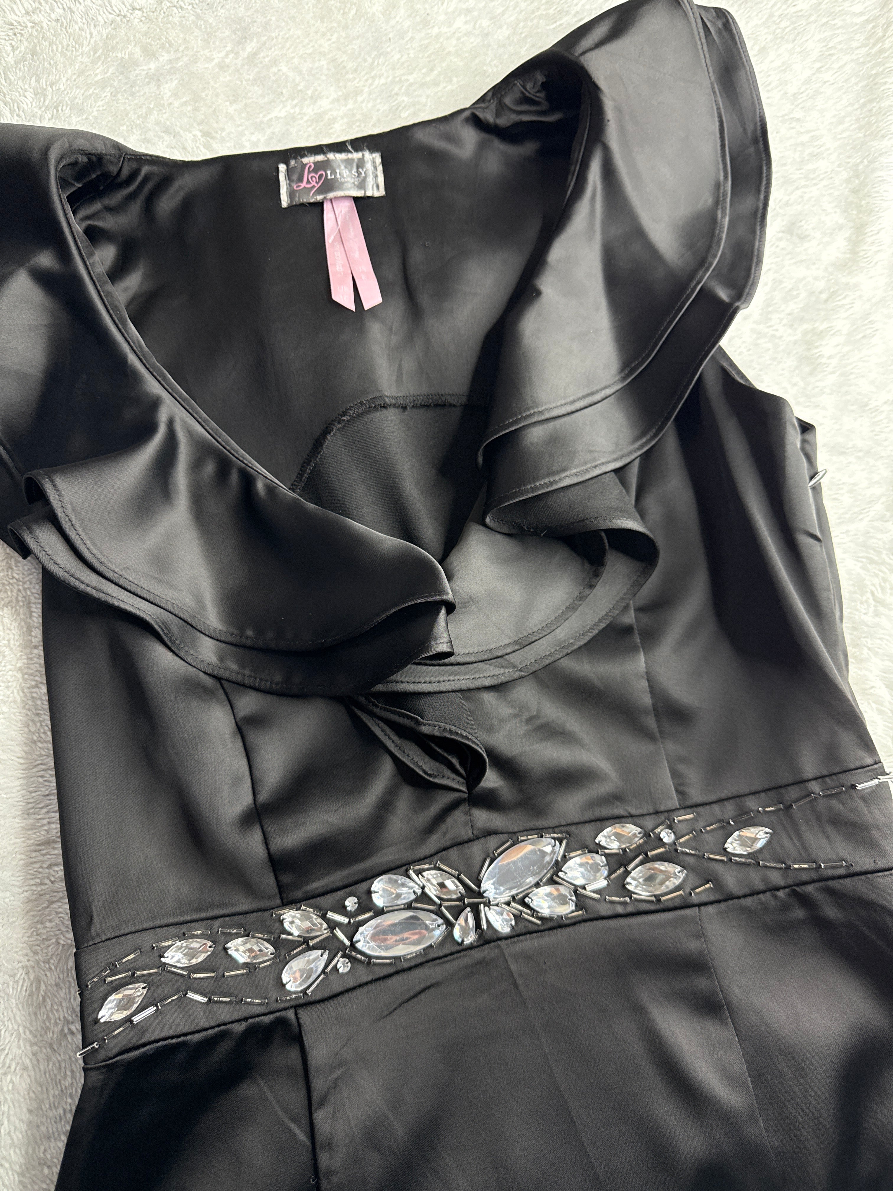 Lipsy London Black Embellished Mini Dress (US 6 / M)