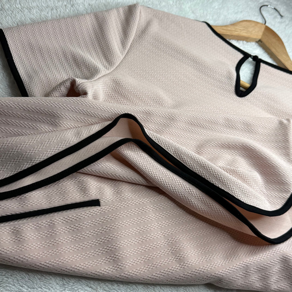 Dorothy Perkins Pink Textured Short-Sleeve Dress with Black Trim