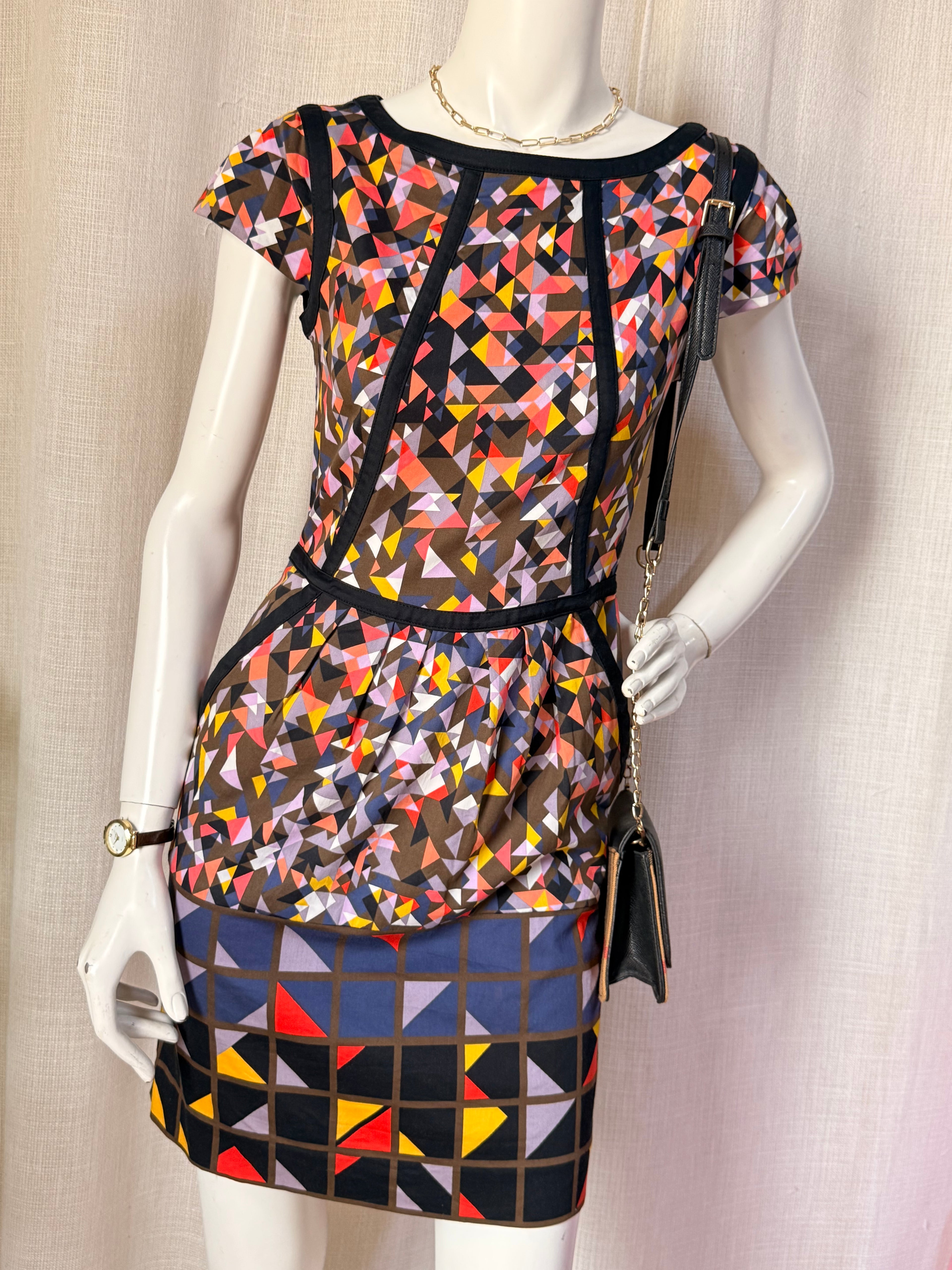 Marks & Spencer Geometric Print Mini Dress - Multi-Color, UK 8 - Preloved