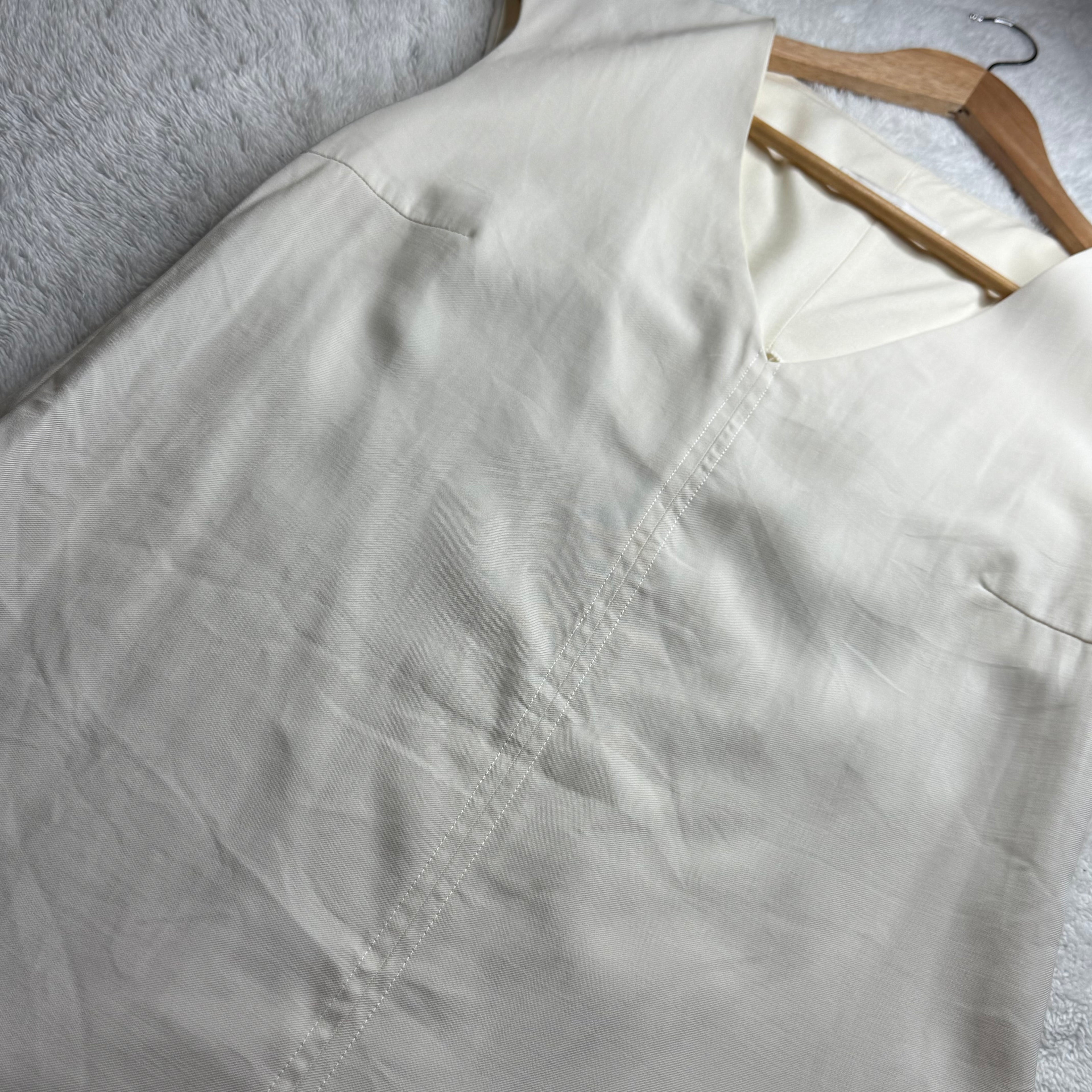 Mango White Linen V-Neck Mini Dress