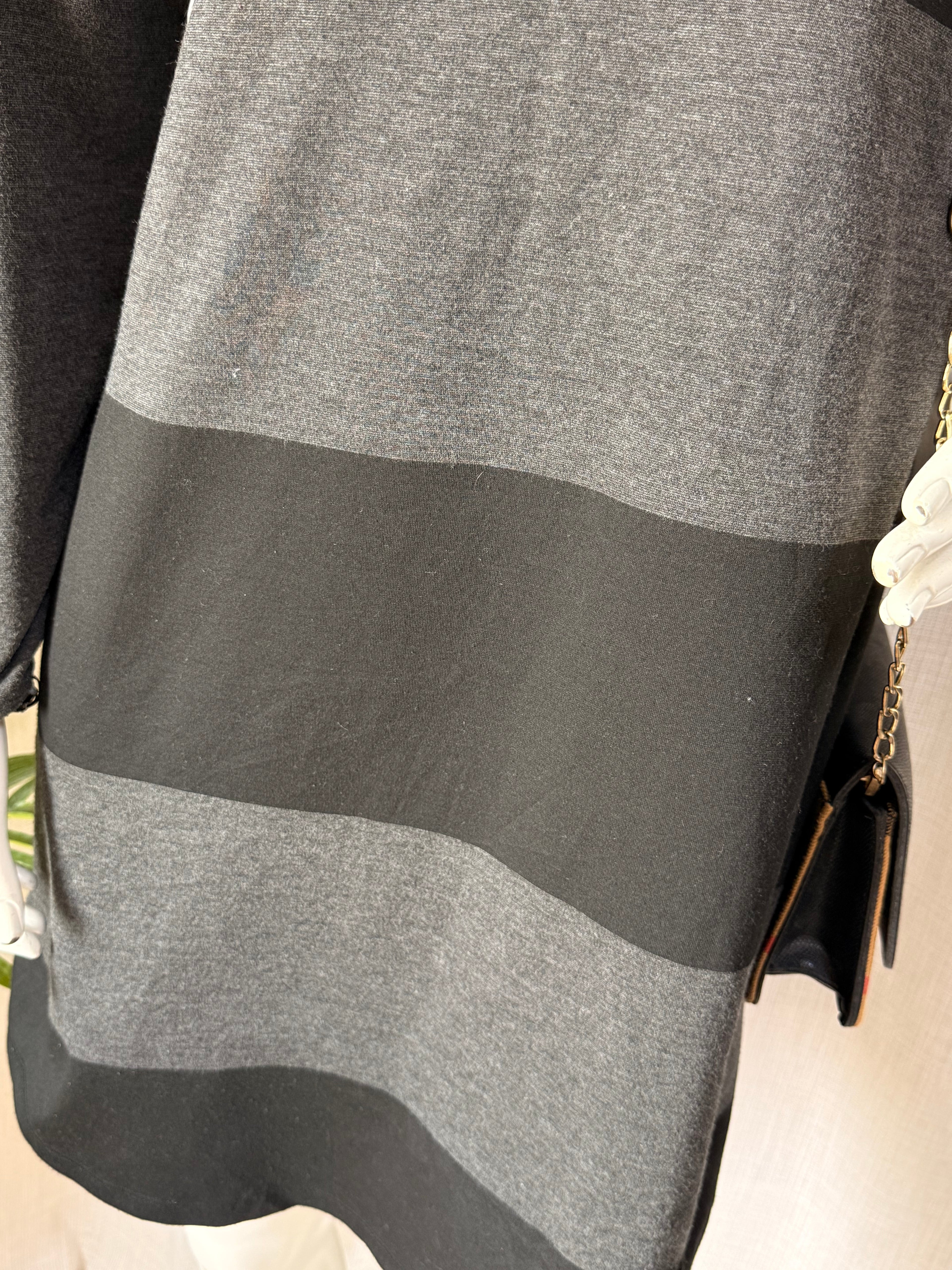 Viz-A-Viz Grey & Black Colourblock Cowl Neck Tunic Dress – UK 12/14 | Smart Casual