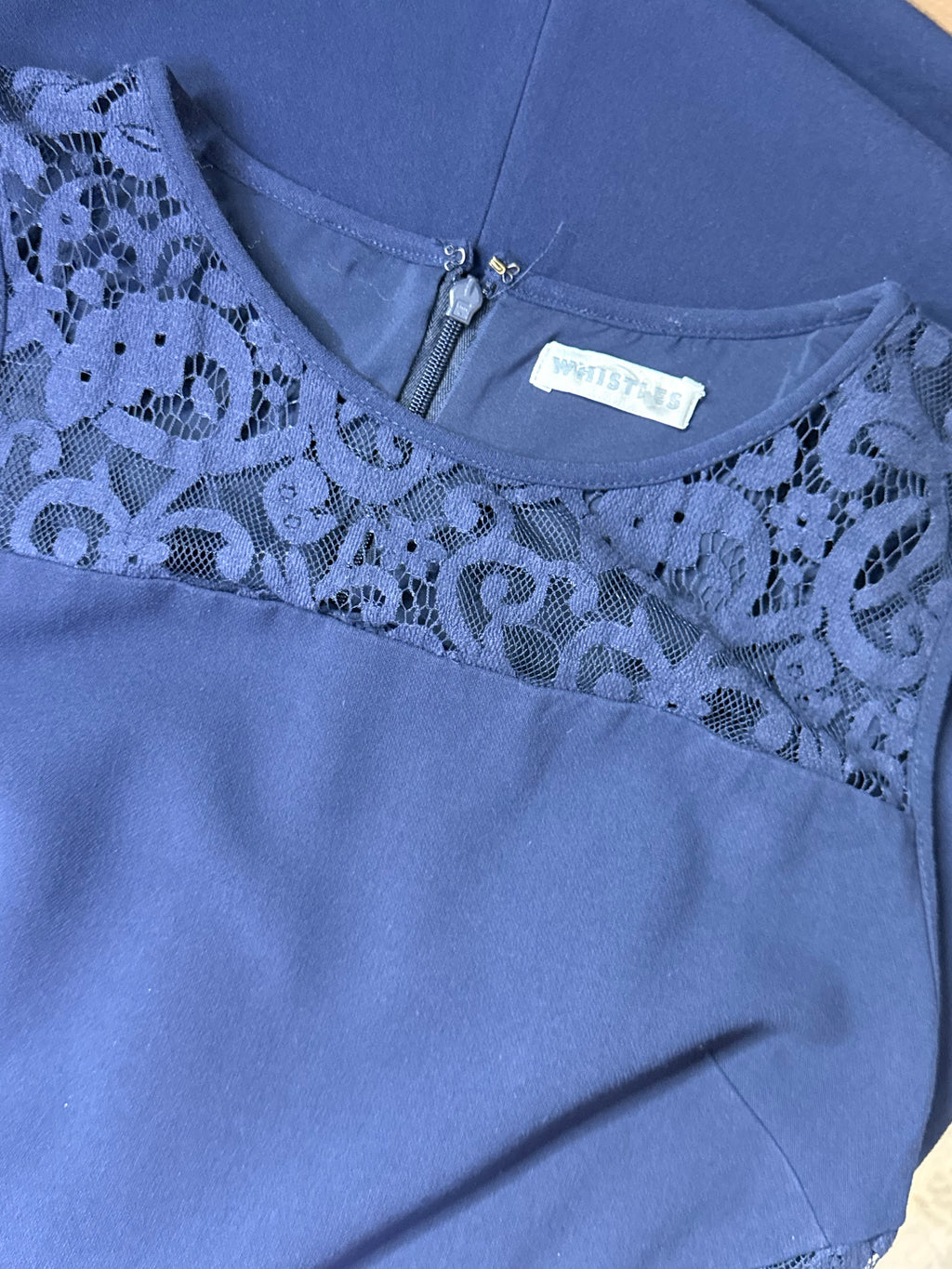 Whistles Navy Blue Lace Trim Shift Dress – UK 10 / US 6 | Medium