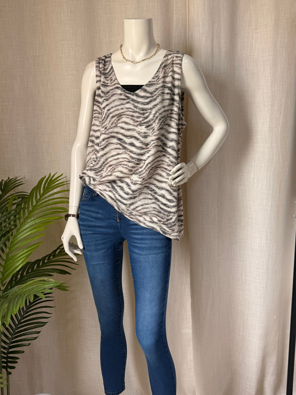 Tu Zebra Print V-Neck Vest | UK 18
