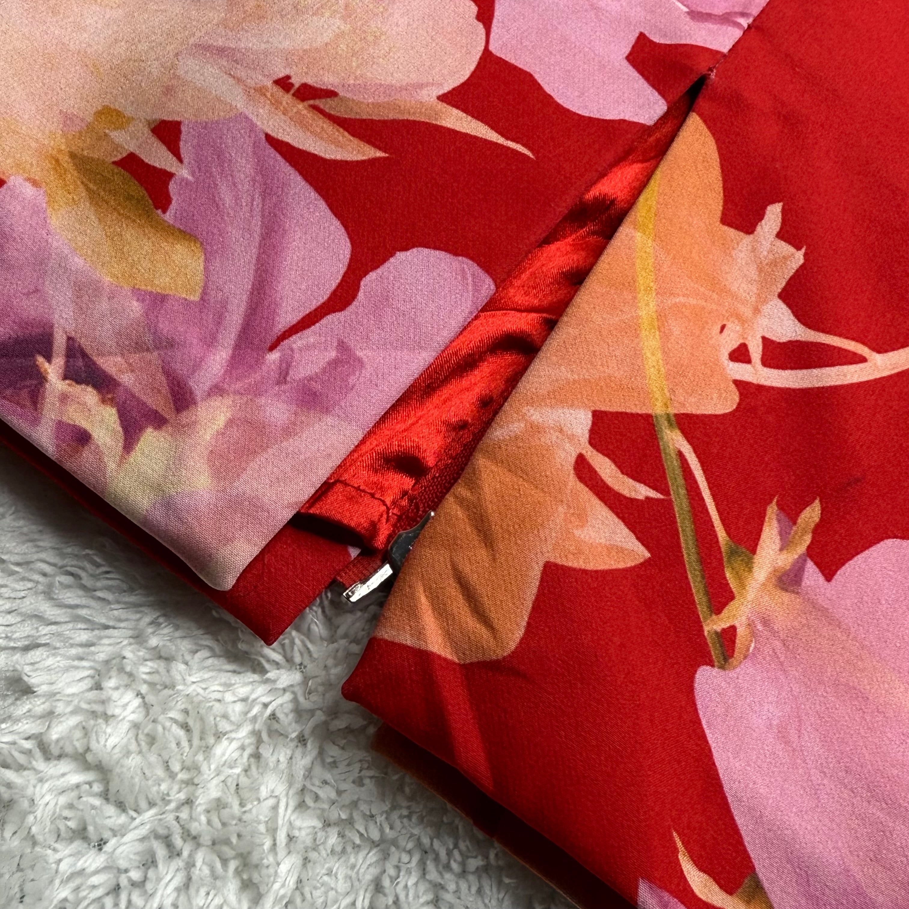 Portmans Red Floral Pencil Skirt (Small)