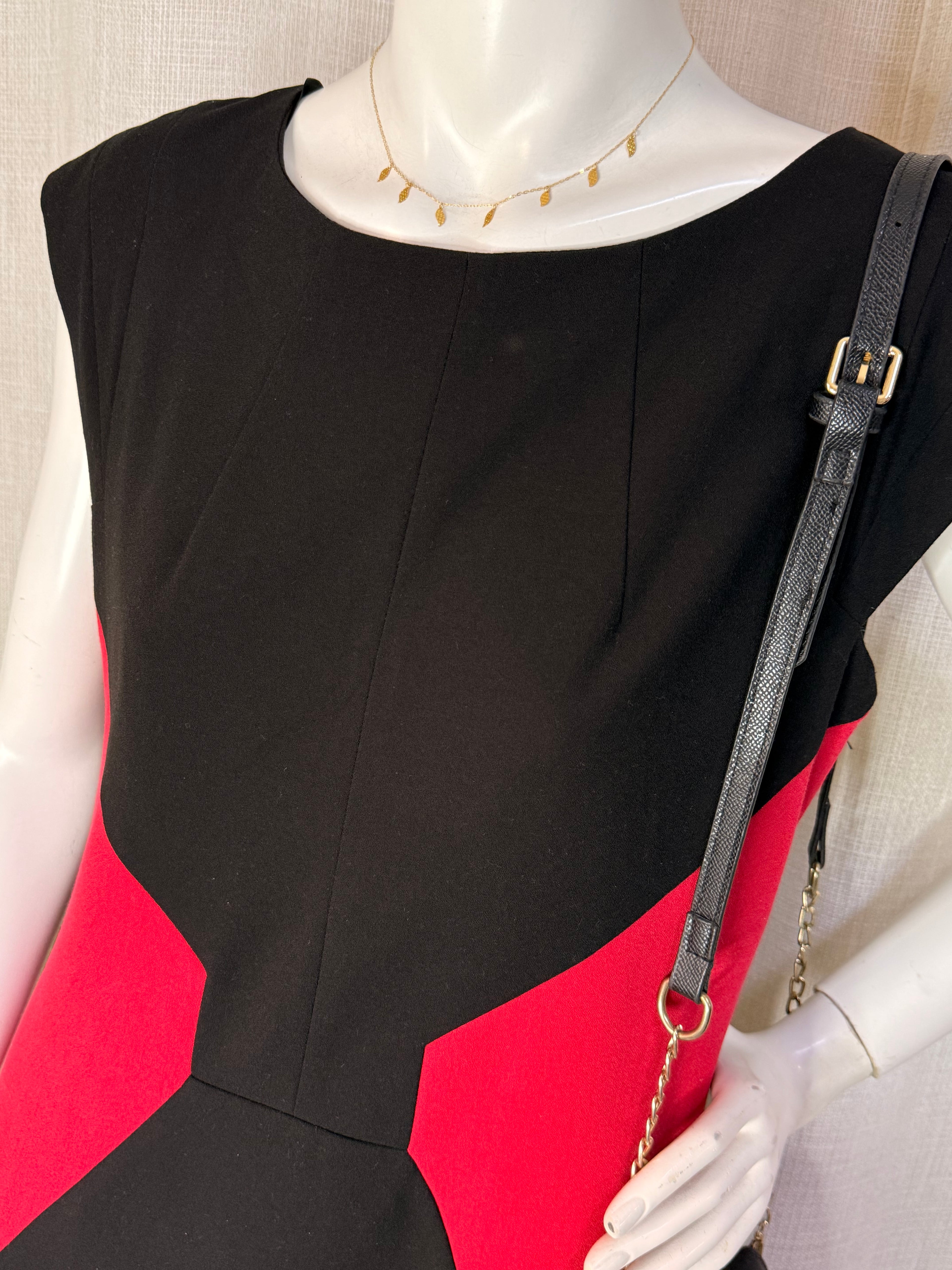 Papaya Black & Red Colorblock Sheath Dress | UK 12 | UAE Preloved Fashion