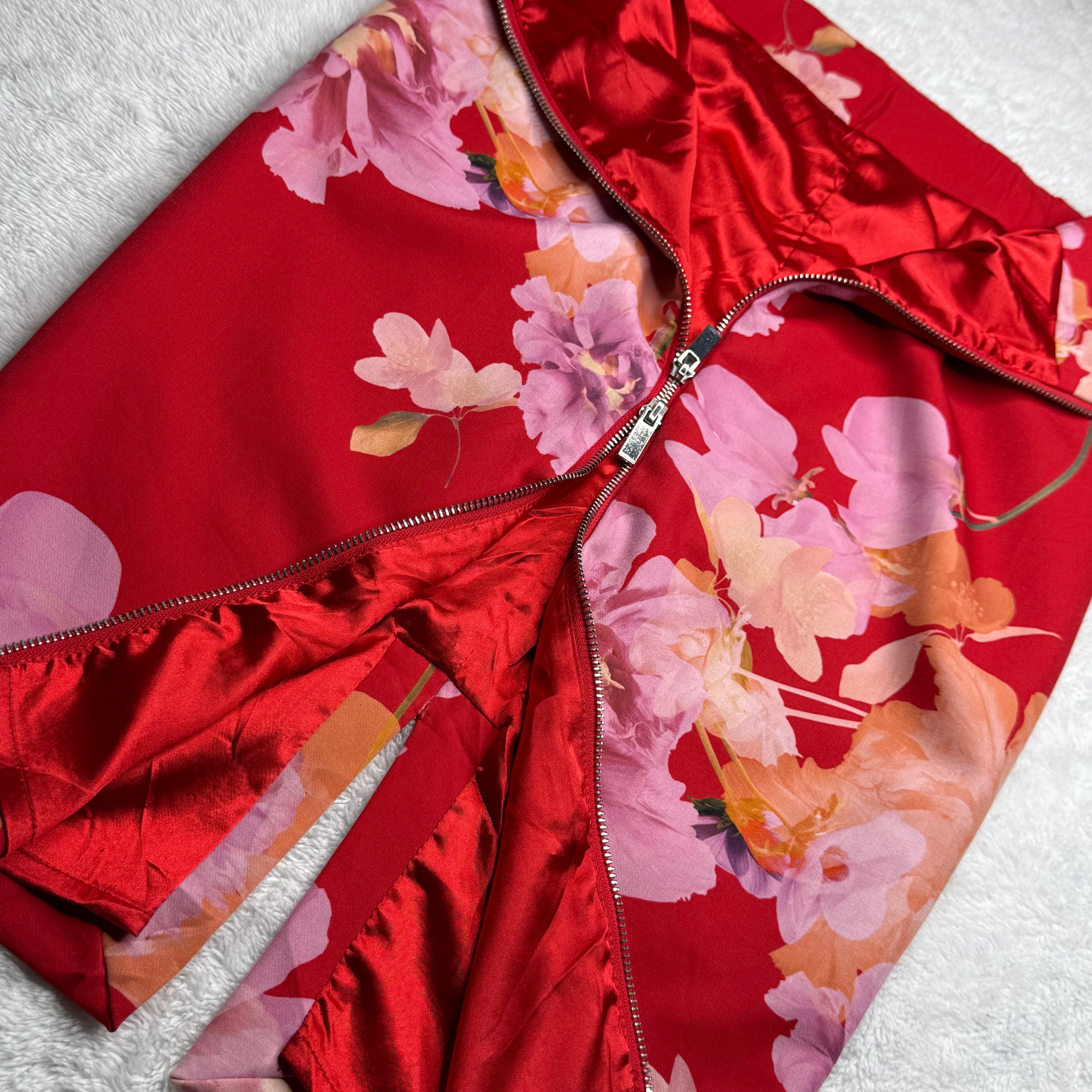 Portmans Red Floral Pencil Skirt (Small)