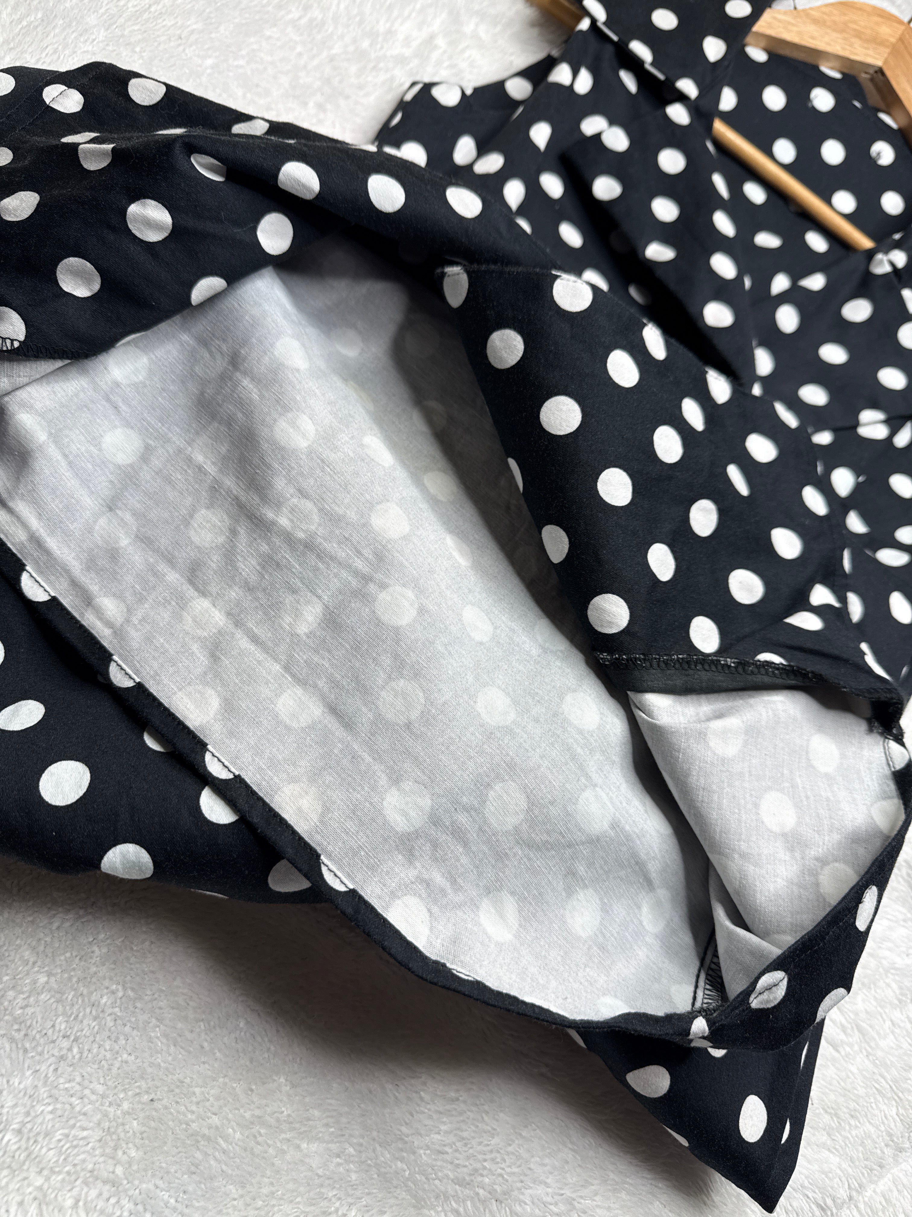 Black and White Polka Dot Midi Dress (Small)