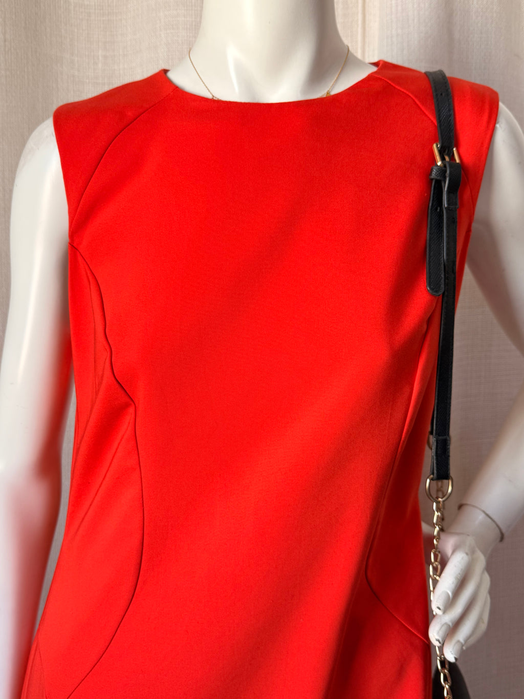 Zara Basic Open Back Sleeveless Red Sheath Dress (Size EUR L / USA L)