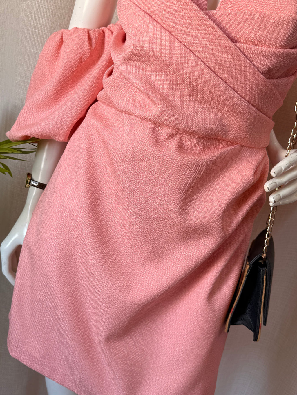 Sheike Pastel Coral Off-the-Shoulder Sweetheart Mini Dress (Size AU 12)