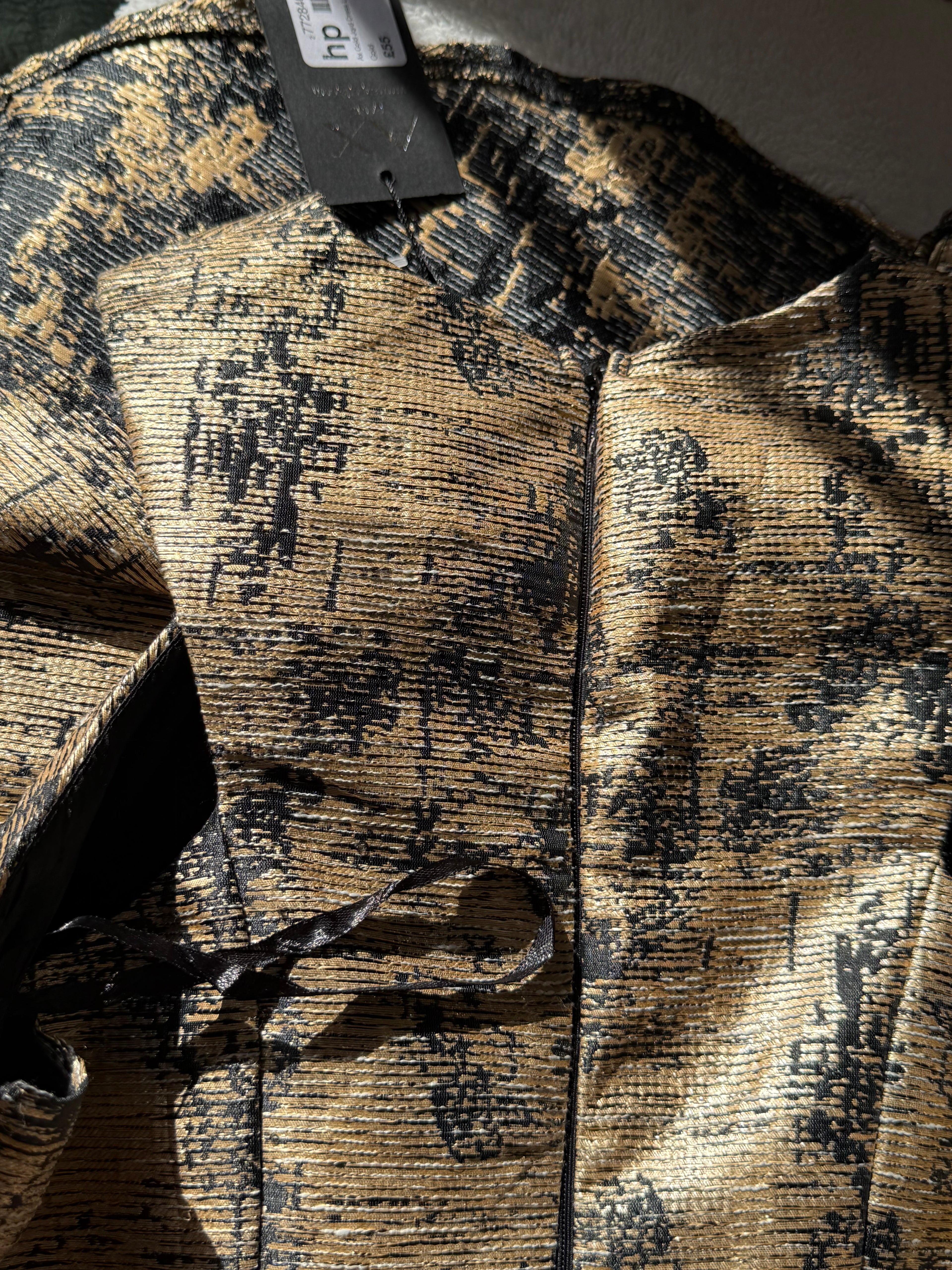 AX PARIS Gold & Black Metallic Skater Dress - UK 8 | WITH TAG! 🏷️