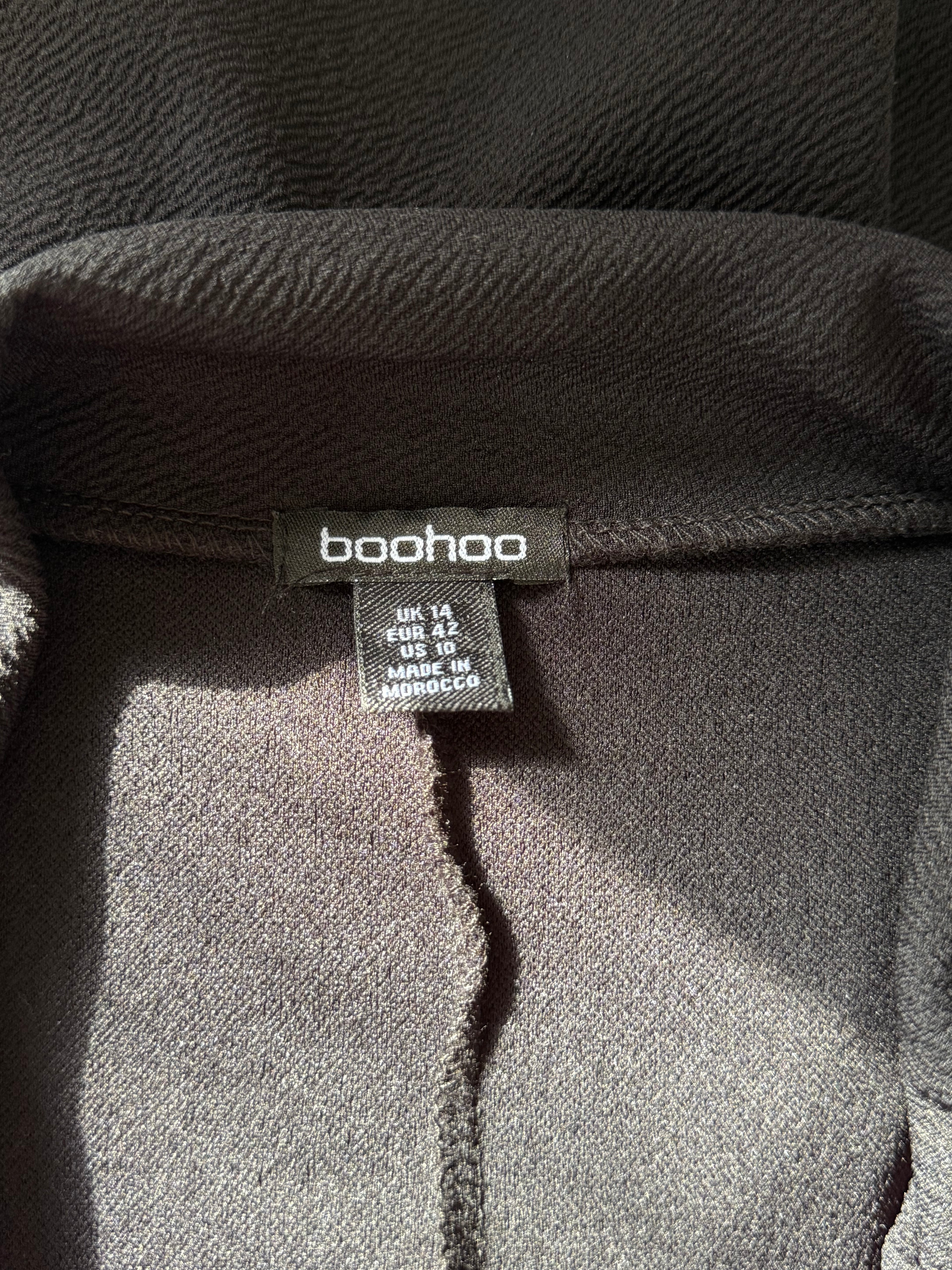 Boohoo Black Long-Sleeve Wrap Blazer Dress | UK 14 (Preloved)