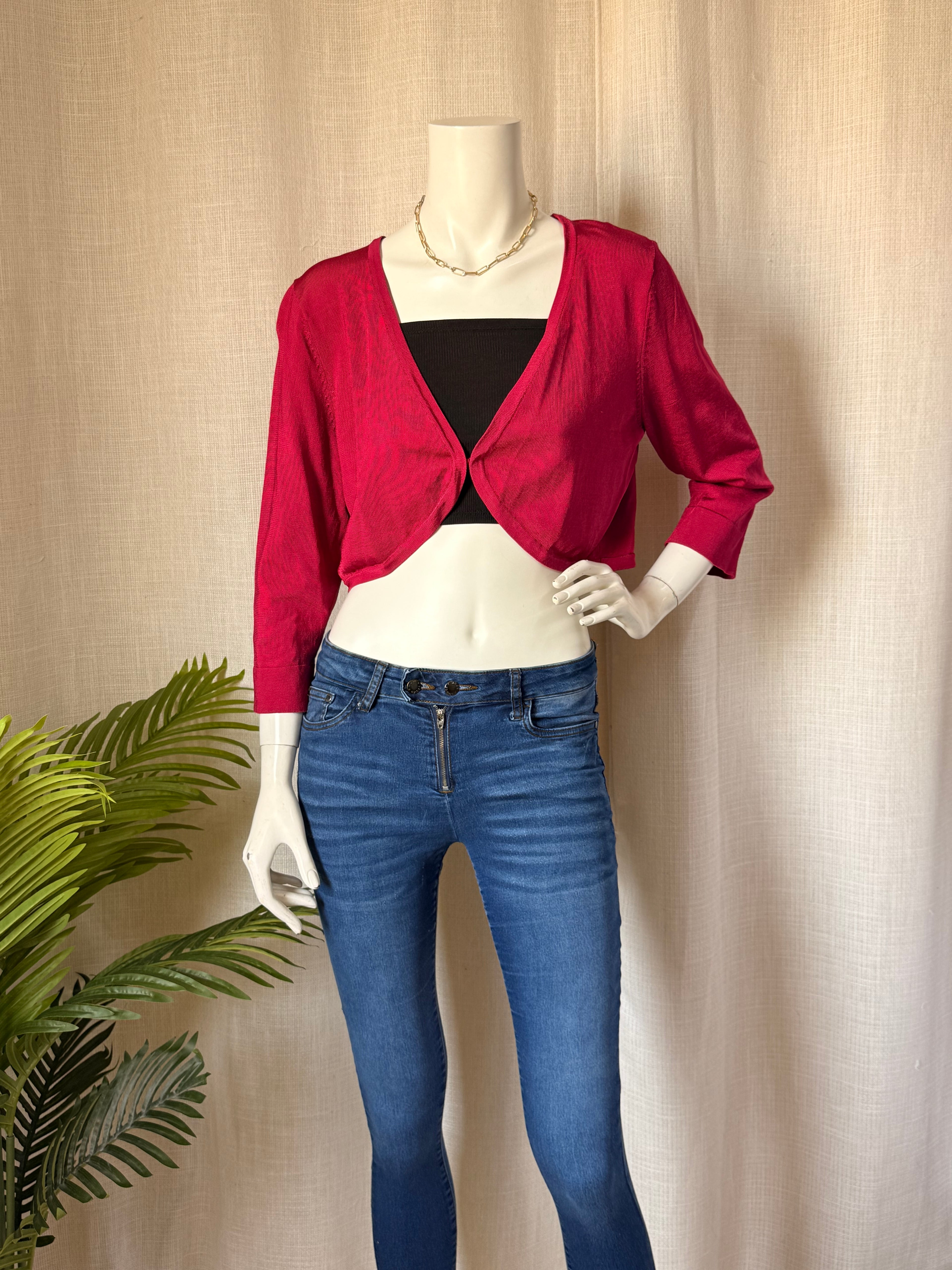 Alexon Fuchsia Cropped Bolero Cardigan | Medium