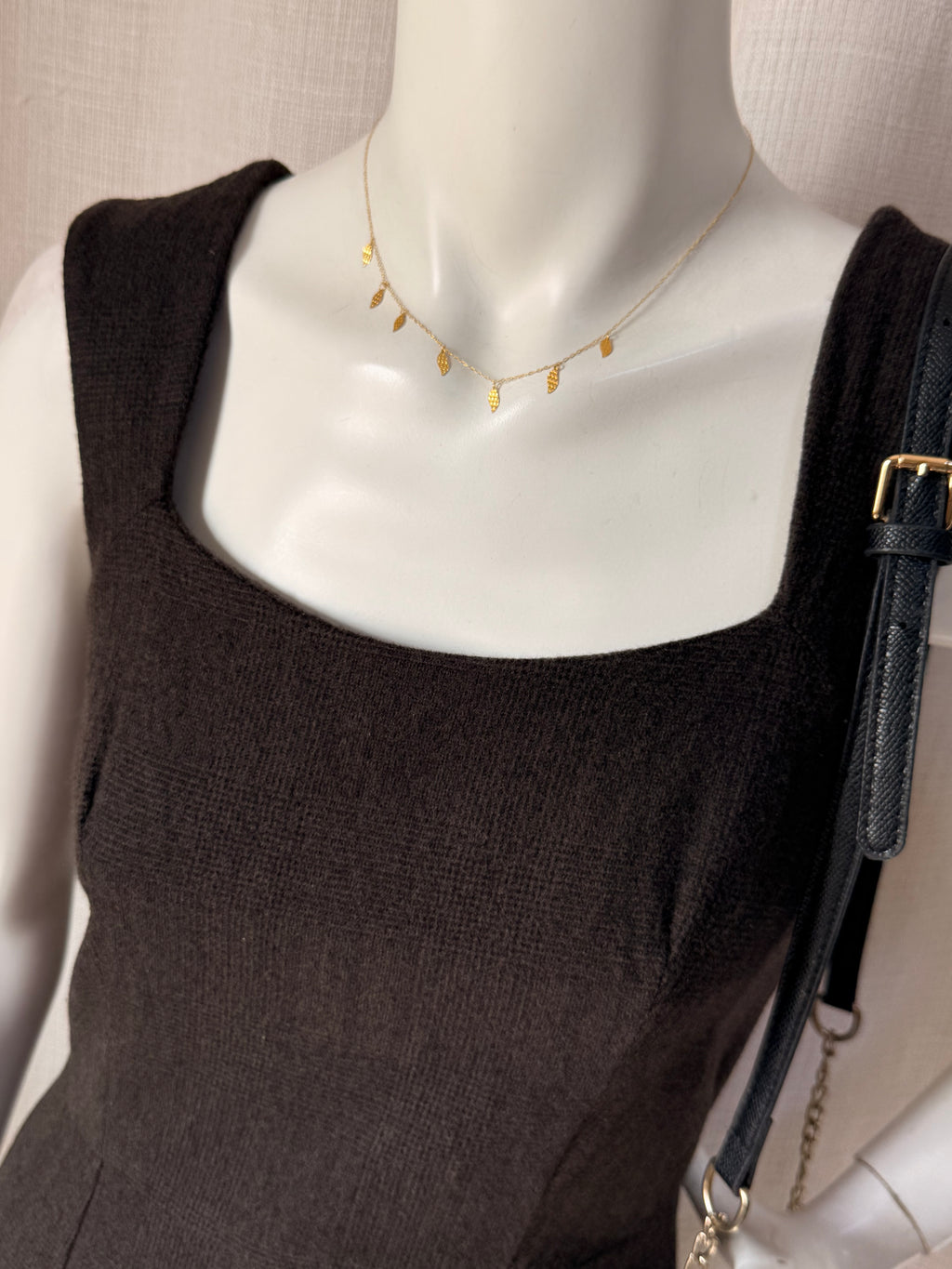 Teenflo Maurice Tarica Brown Textured Square-Neck Sheath Dress – Size 2 | Elegant Workwear & Office Dress