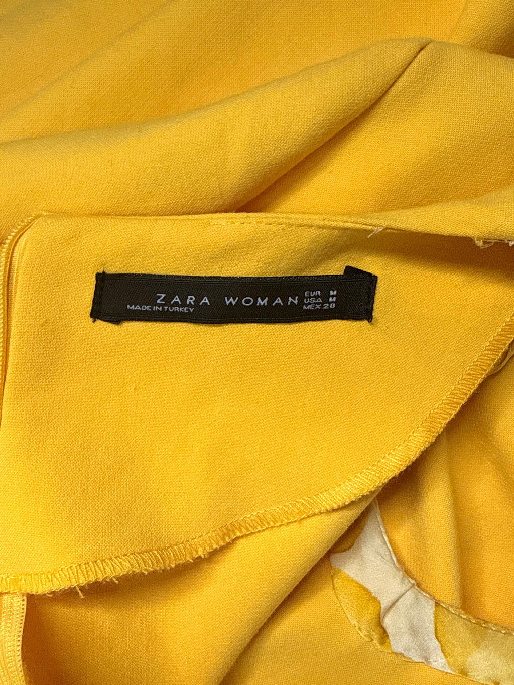 Zara Woman Yellow V-Neck Ruffle Sleeve Shift Mini Dress – Size M / UK 10