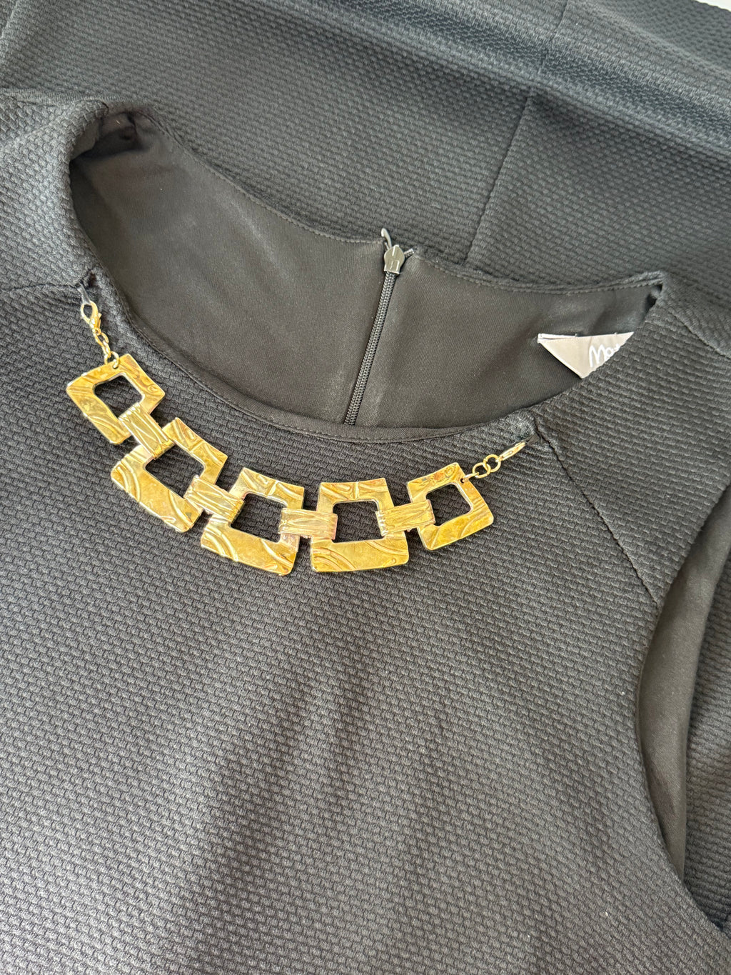 Black Sleeveless Textured Maternity Dress | UK 12 (Preloved)