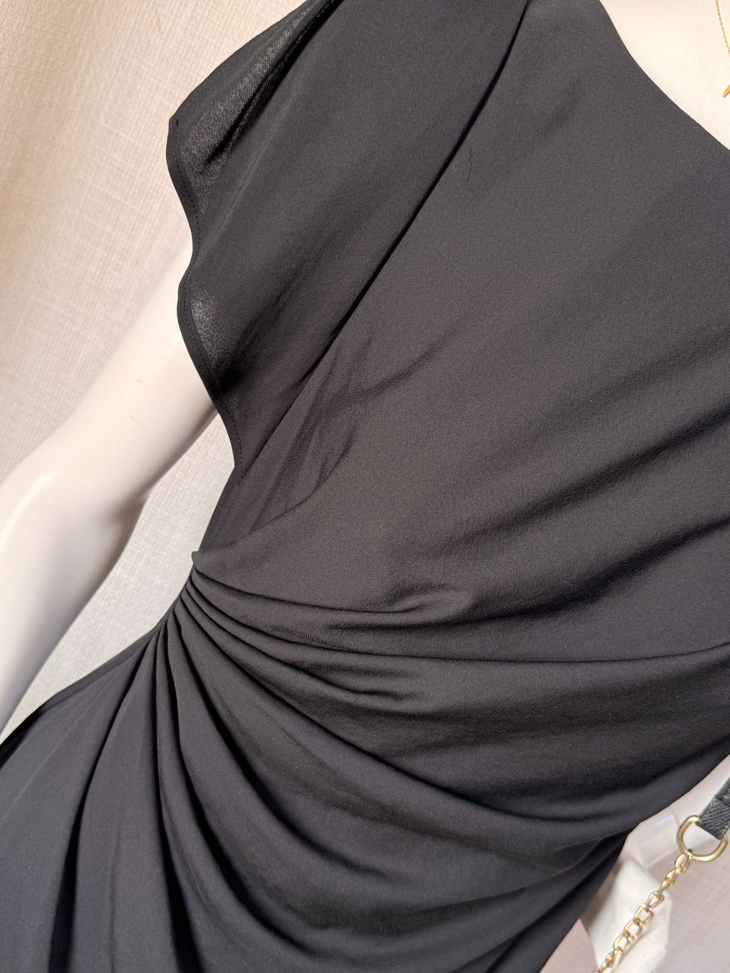 Zendra Black Ruched Cocktail Mini Dress – Size 42 | Elegant Evening & Party Dress
