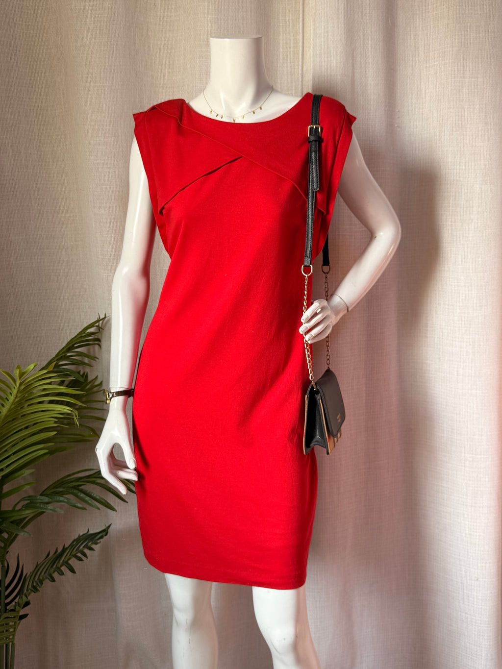 Mango Suit Red Draped Detail Bodycon Dress – Size L | Elegant Cocktail & Party Dress