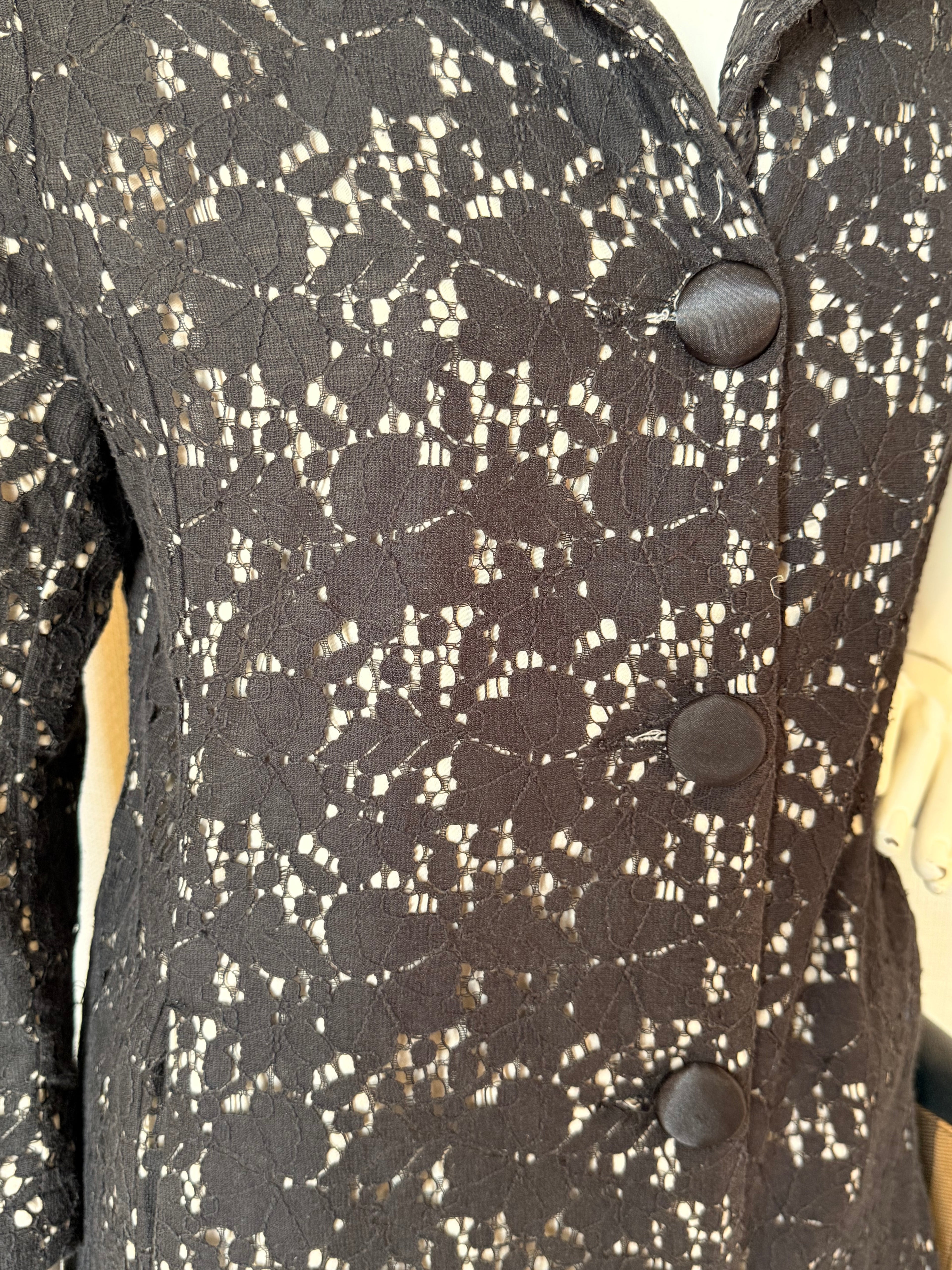 Atmosphere Black Floral Lace Button-Down Dress – UK 12