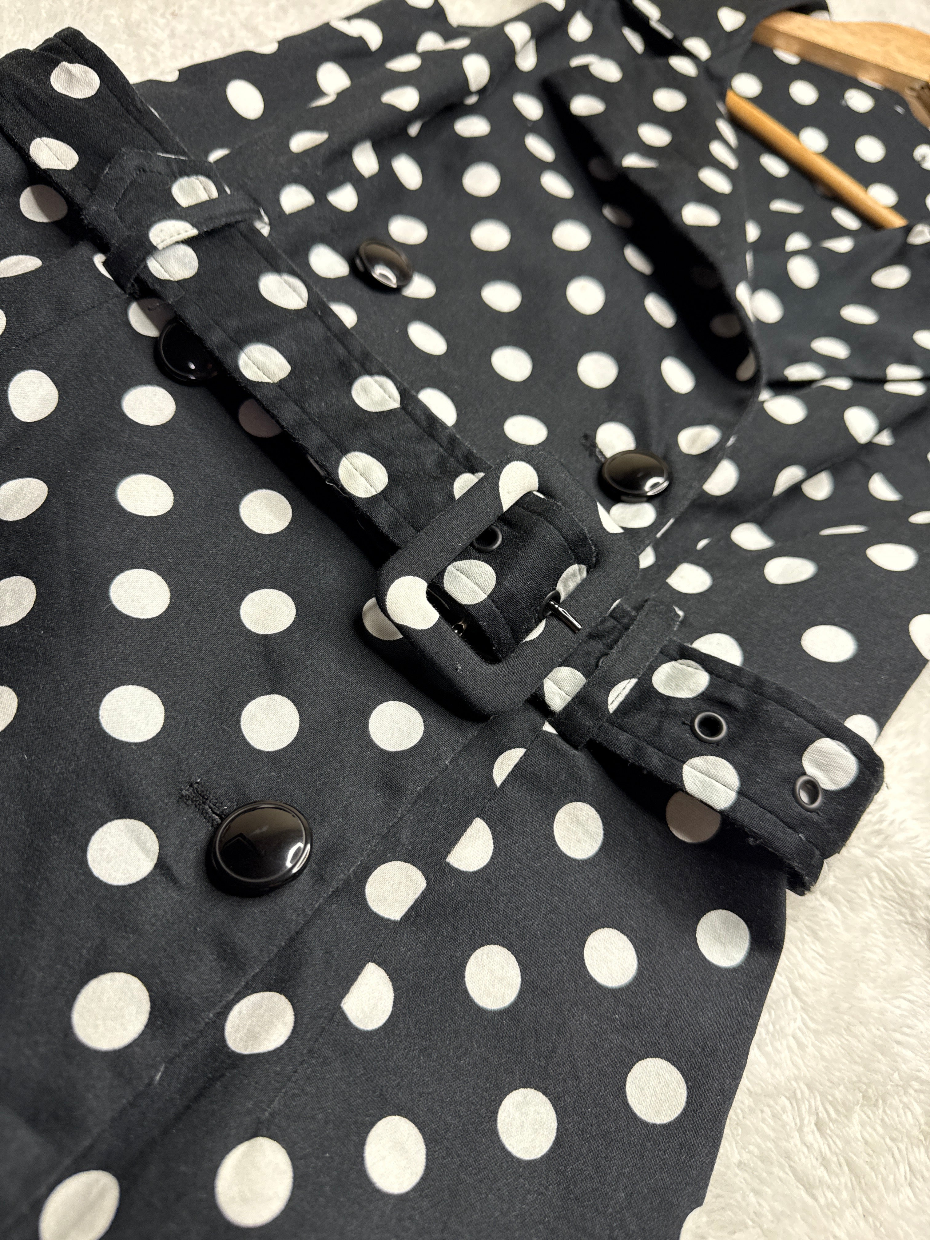 Black and White Polka Dot Midi Dress (Small)