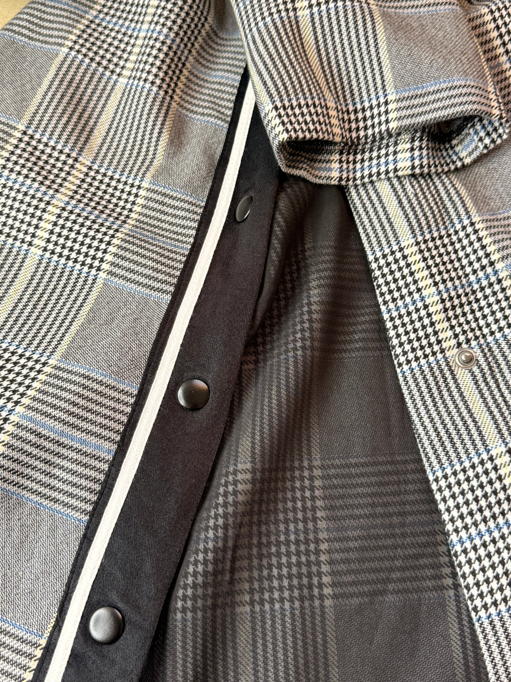 Zara TRF Grey Plaid Checkered Shift Mini Dress - Size L (Bust 40")