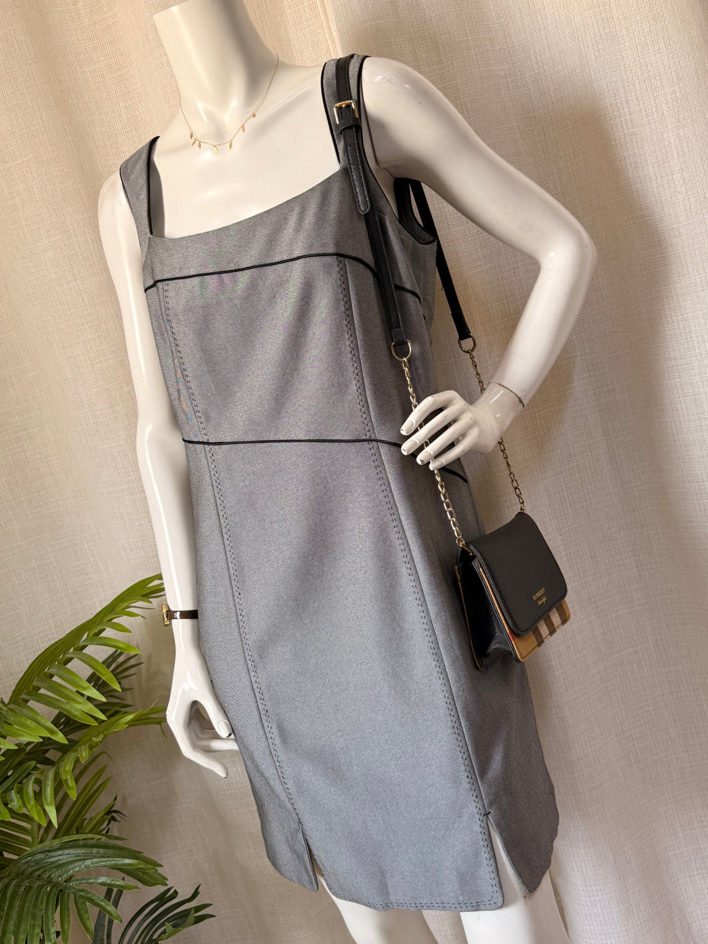 Senorita Grey Mini Dress (Size 12) - Like New, High Movement Fabric | Workwear & Evening Dress