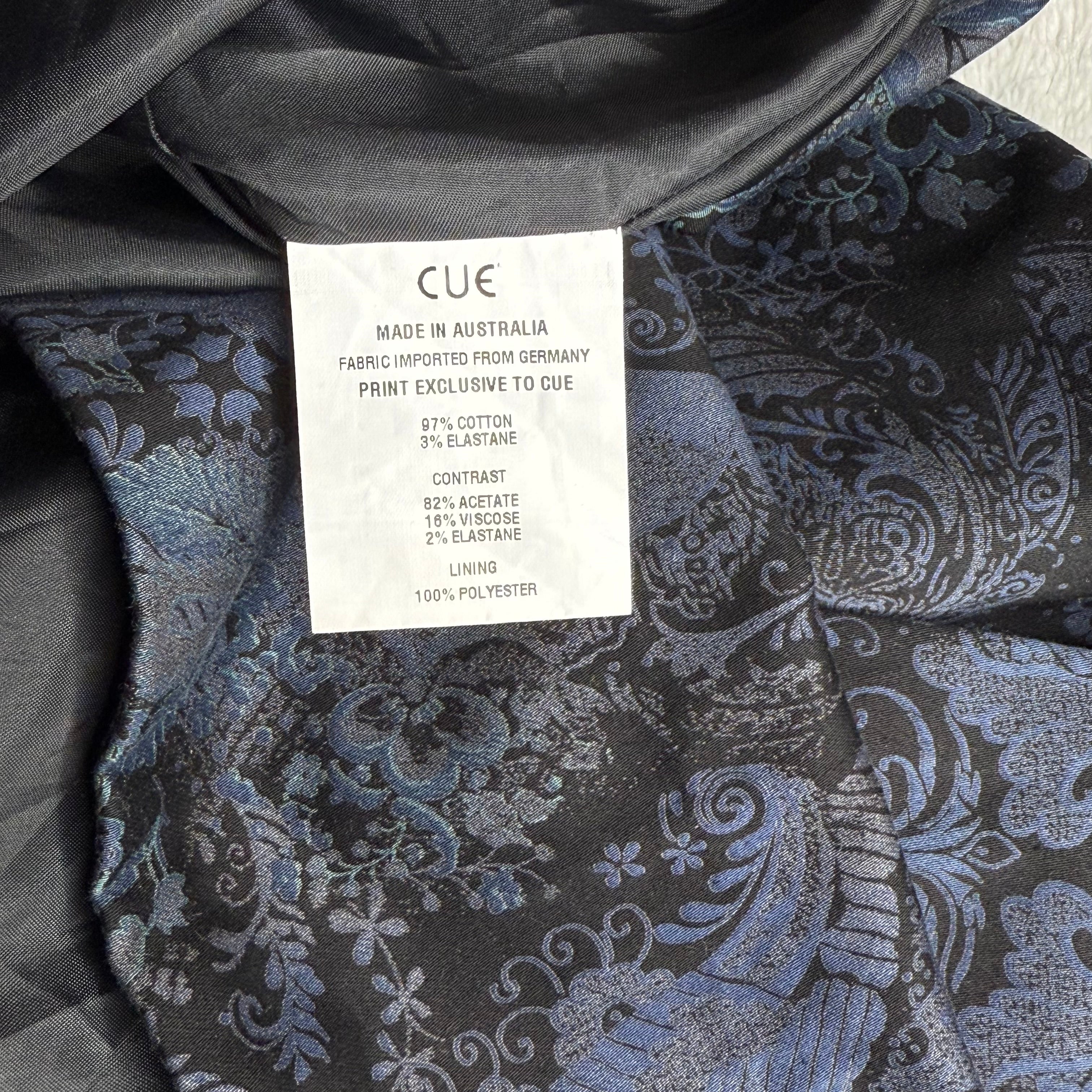 Cue Australia Navy & Black Brocade Dress with Belt