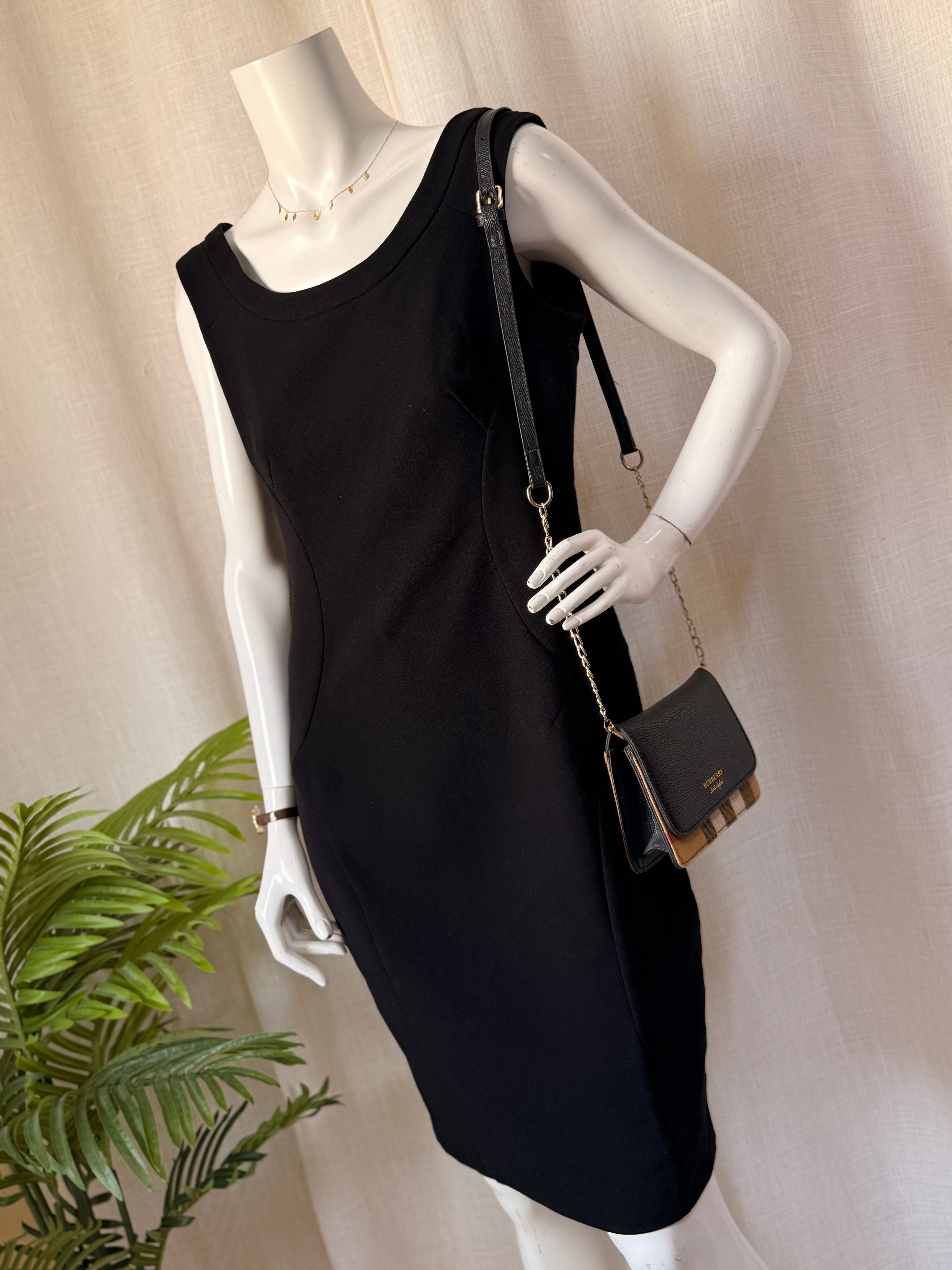 Zara Basic Black Sleeveless Midi Sheath Dress (Size L)