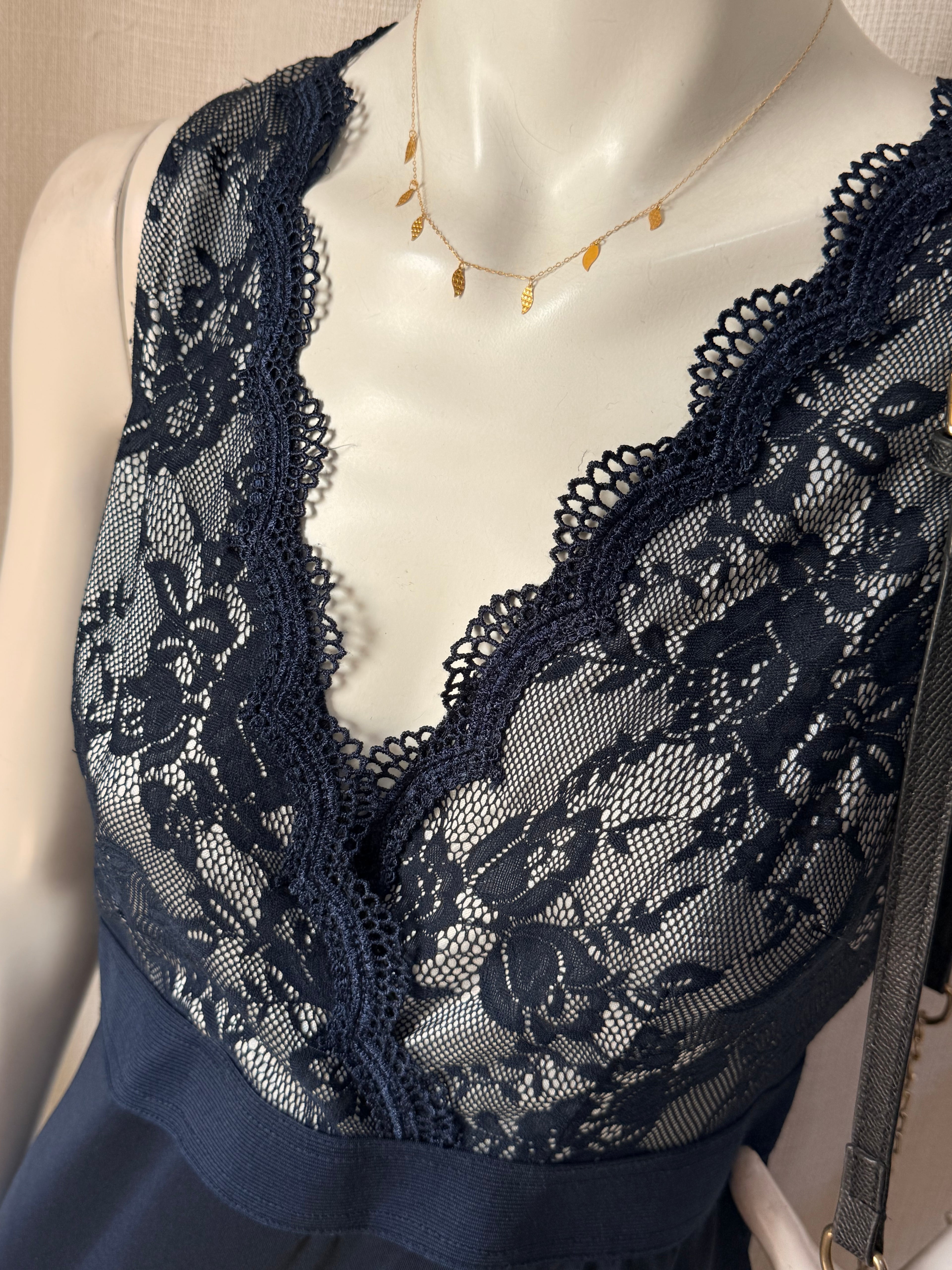 AX Paris Navy Lace Bodycon Midi Dress – Size 12 | Elegant Cocktail & Evening Dress