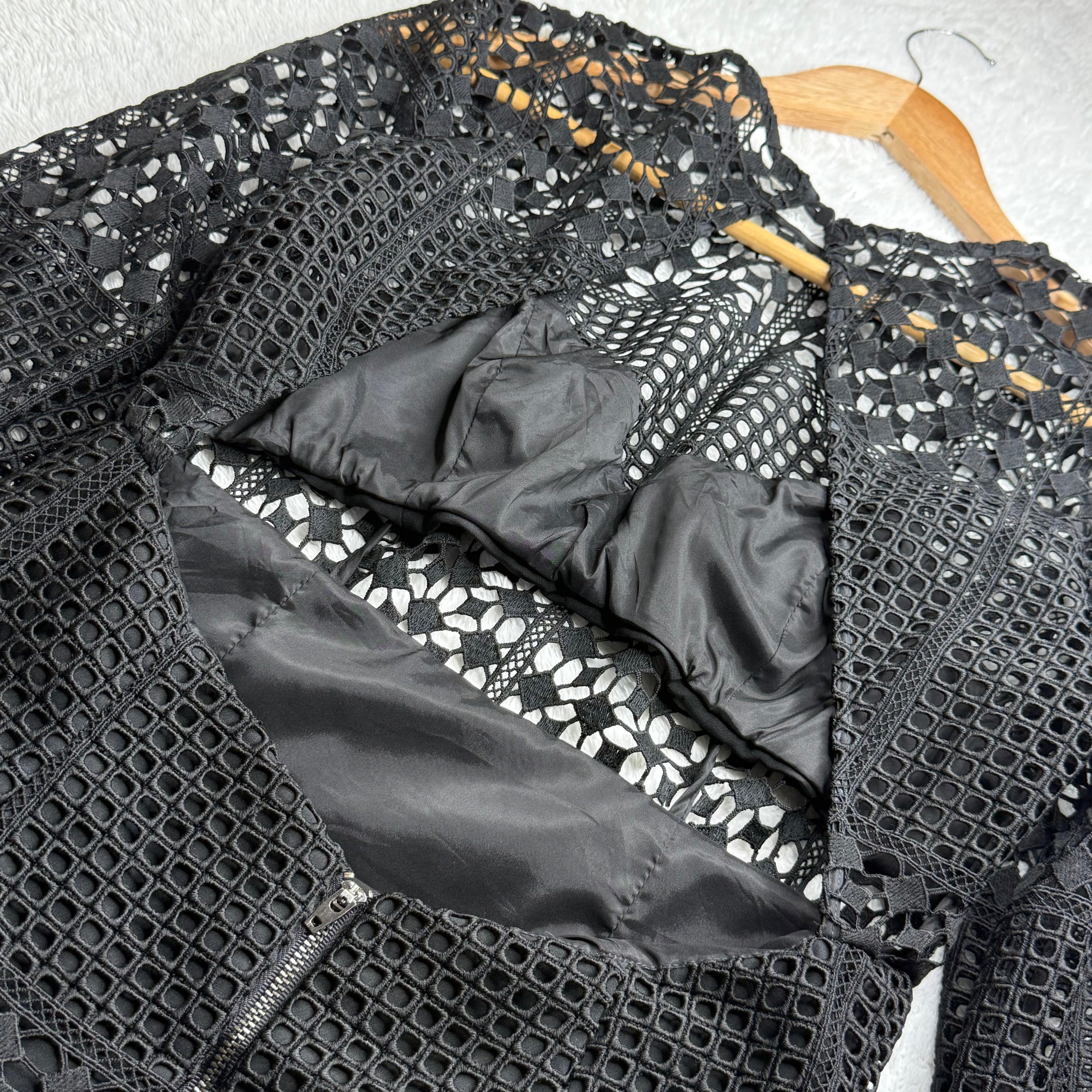 Kookai Black Lace Long-Sleeve Mini Dress with Open Back (Like New)