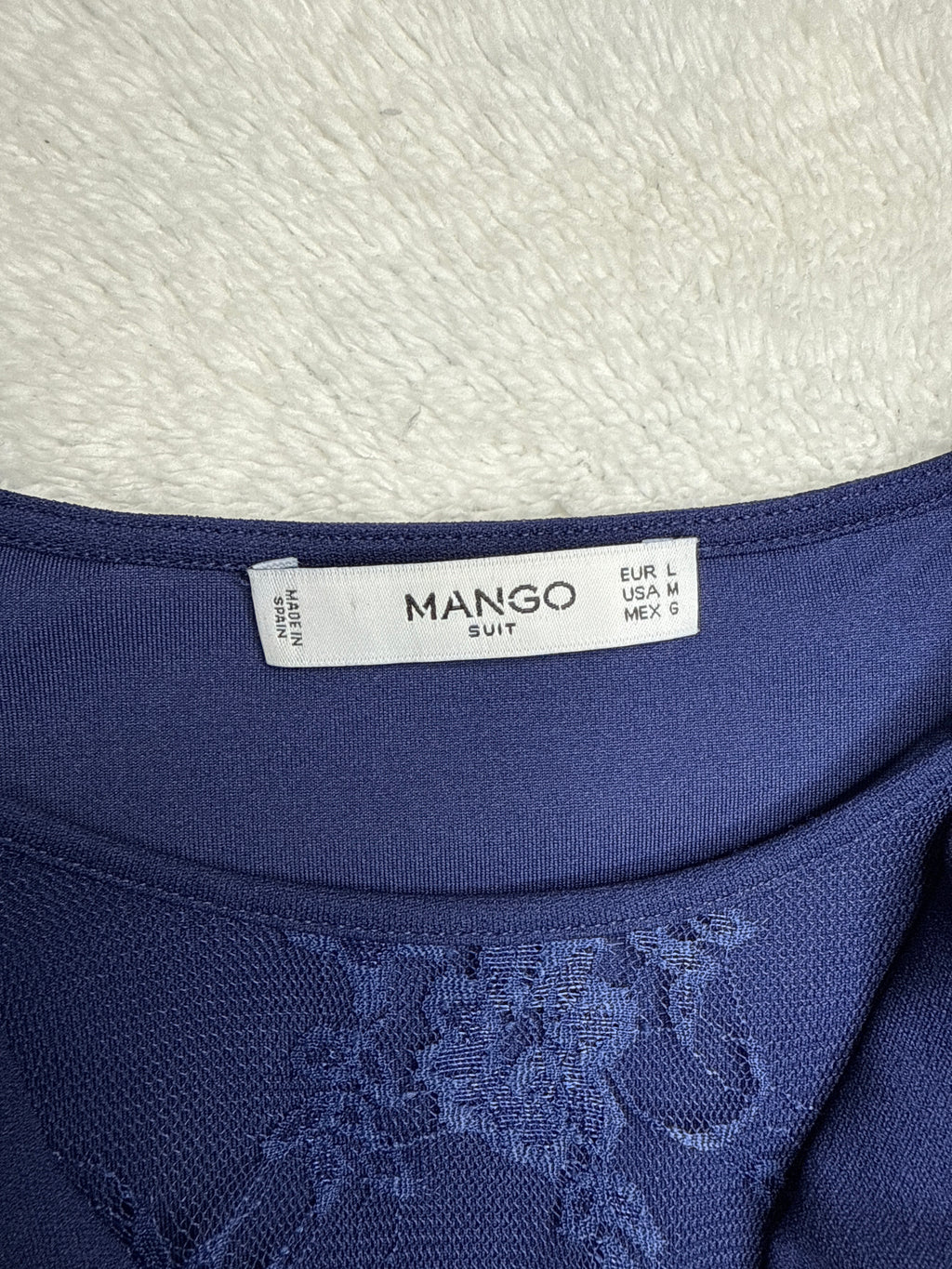 Mango Lace V-Neck Shift Dress (Large)