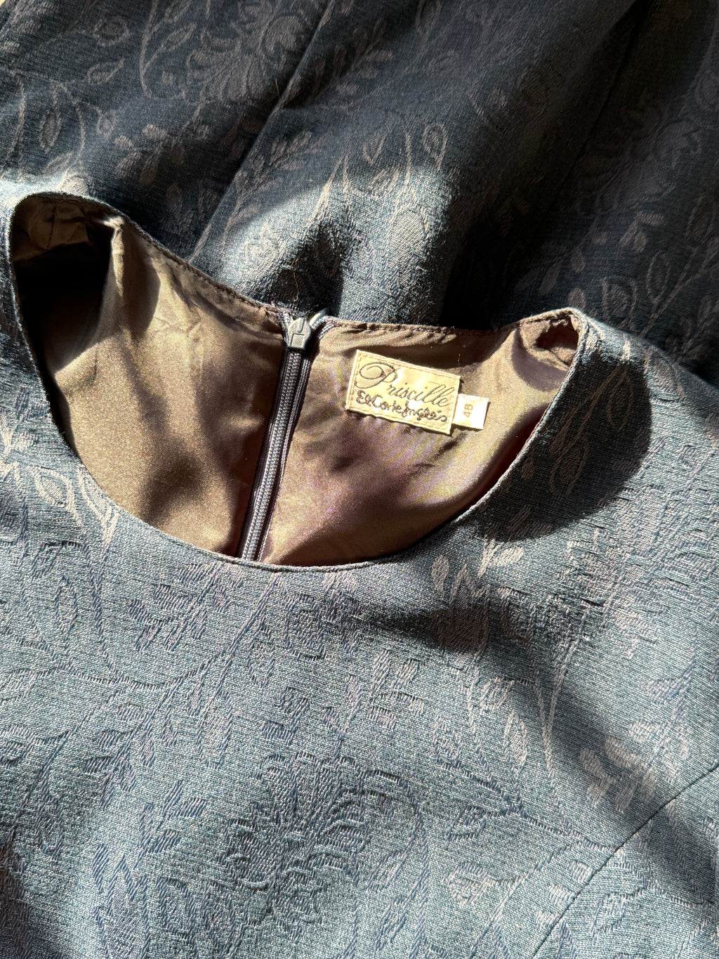 PRISCILLE Navy Embossed Floral Dress | EUR 48