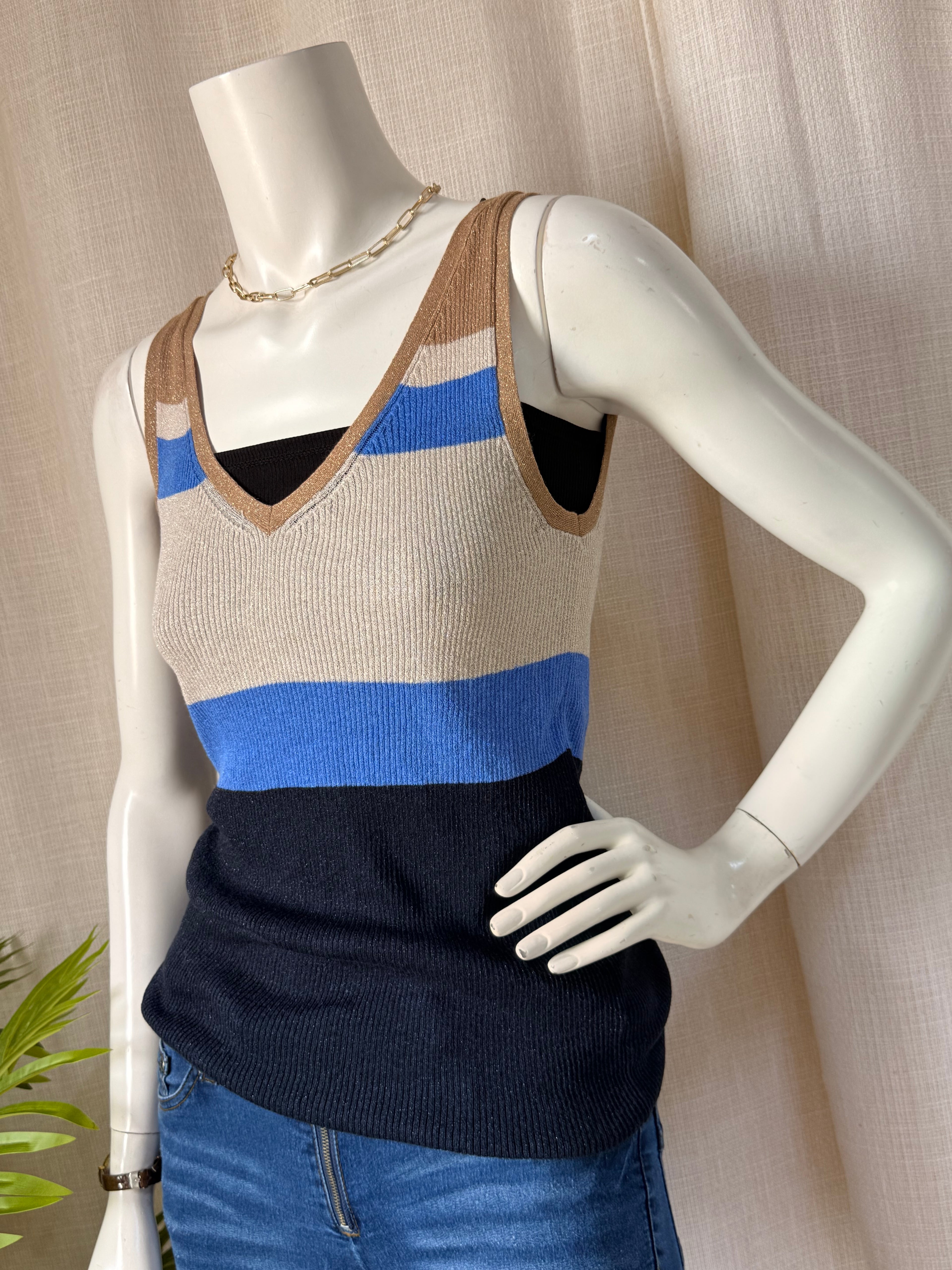 Next Metallic Color-Block Ribbed | UK 12