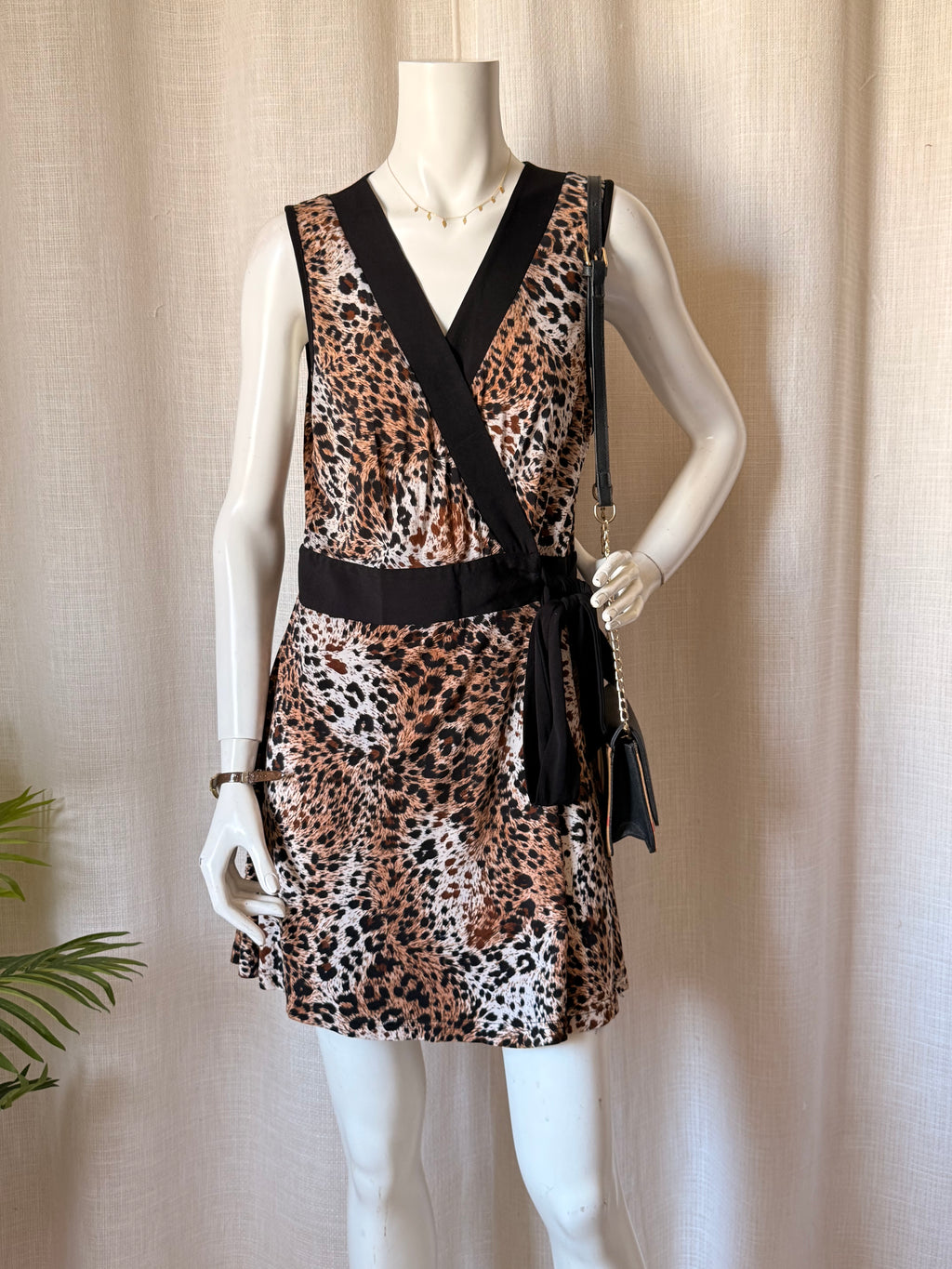 Verducci Australian Leopard Print Wrap Mini Dress - Brown & Black Animal Print - One Size