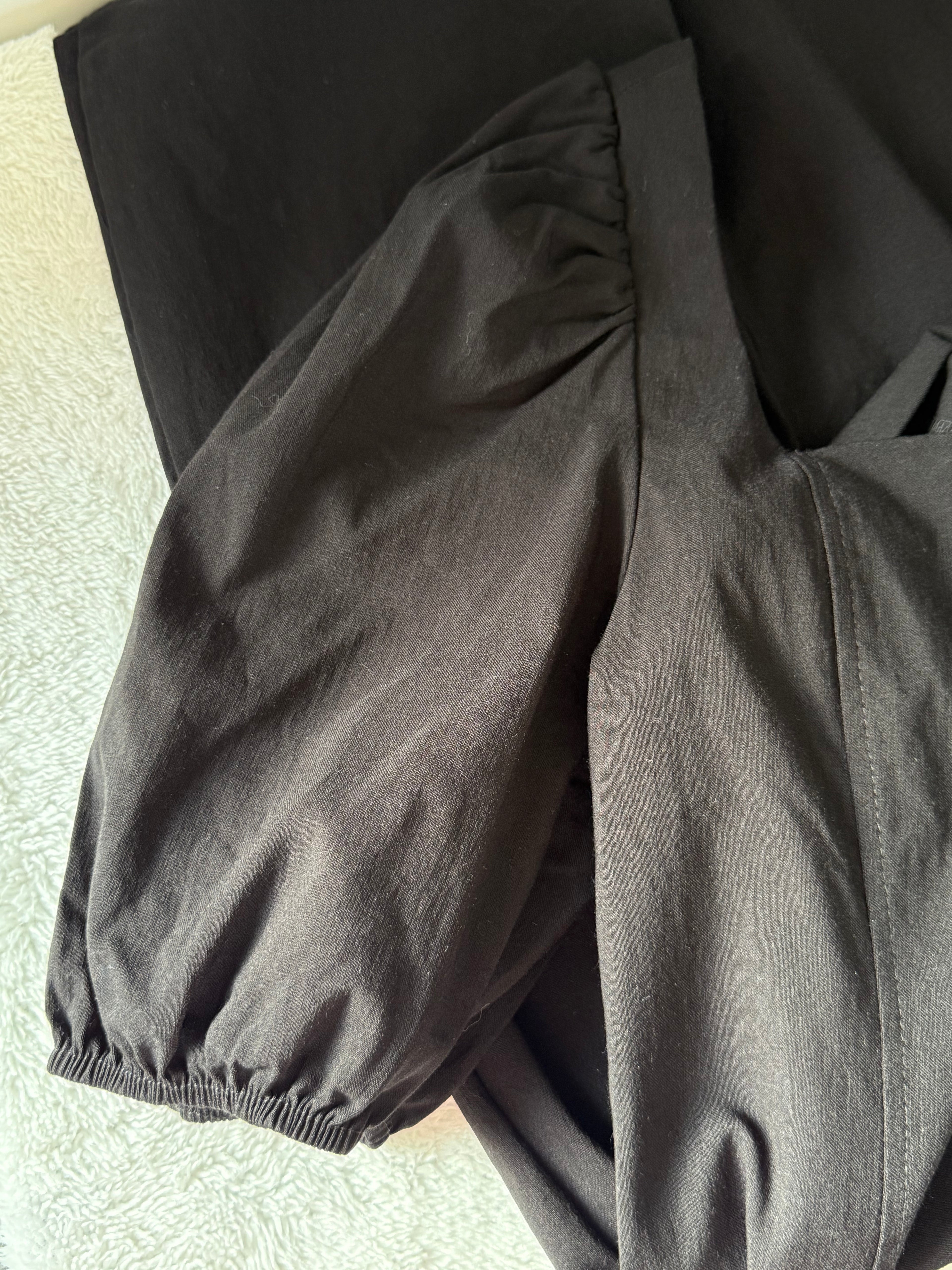 PRIMARK Black Square-Neck Puff-Sleeve Mini Dress | UK 10 (Preloved)