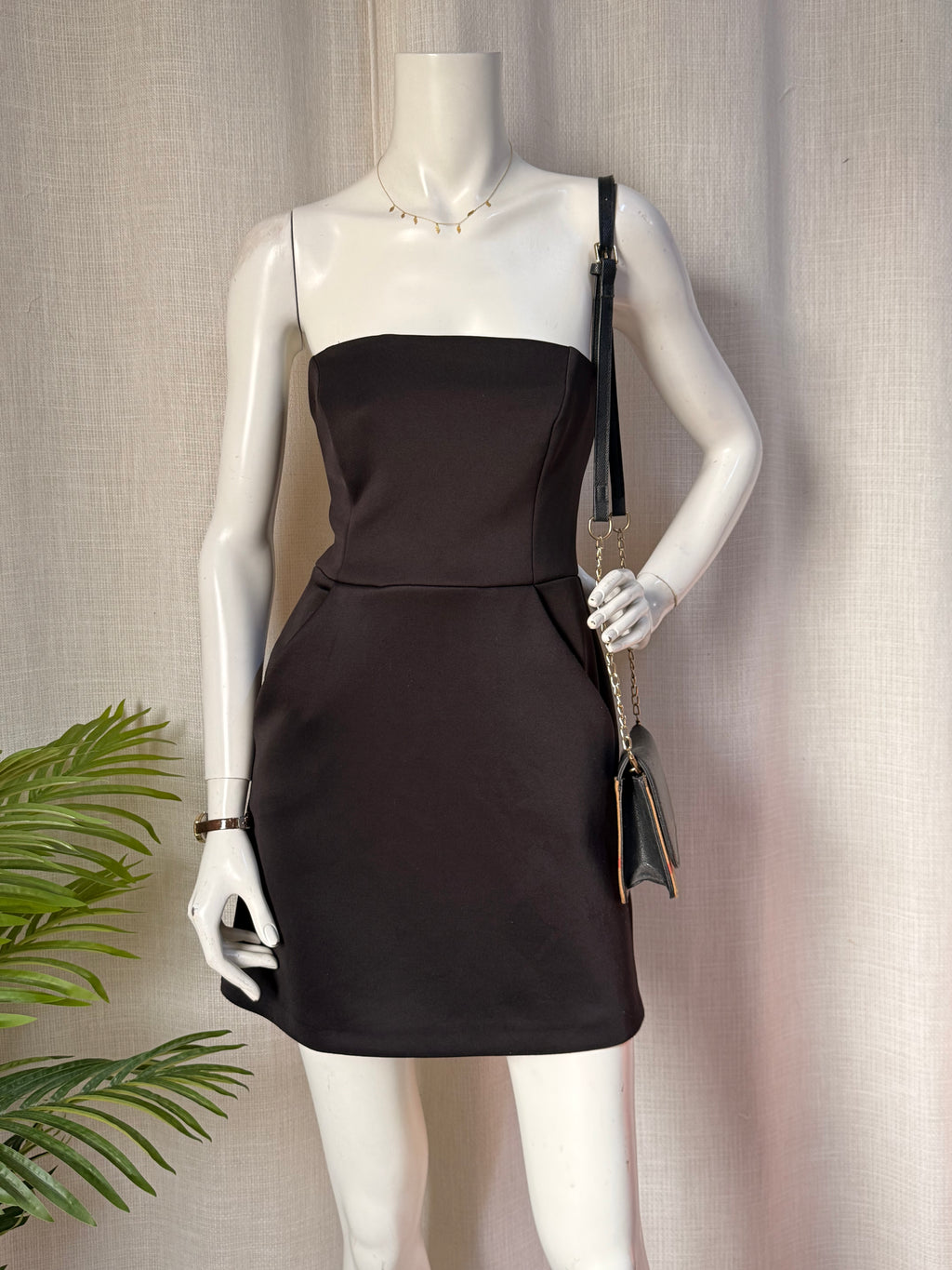River Island Strapless Black Mini Dress | Size UK 8