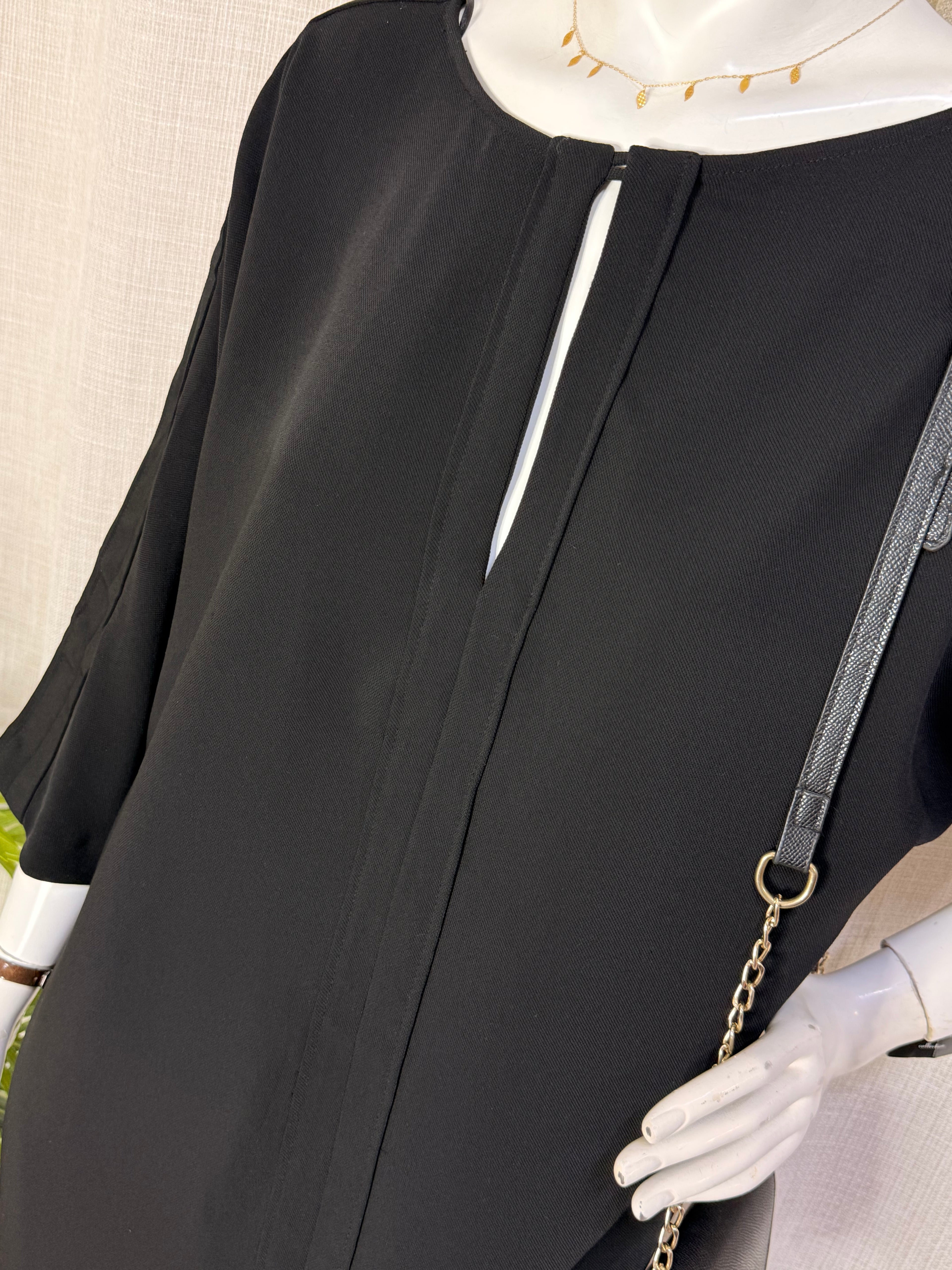 Zara Basic Jet Black Keyhole Shift Mini Dress – Size XL / UK 16 | NWT