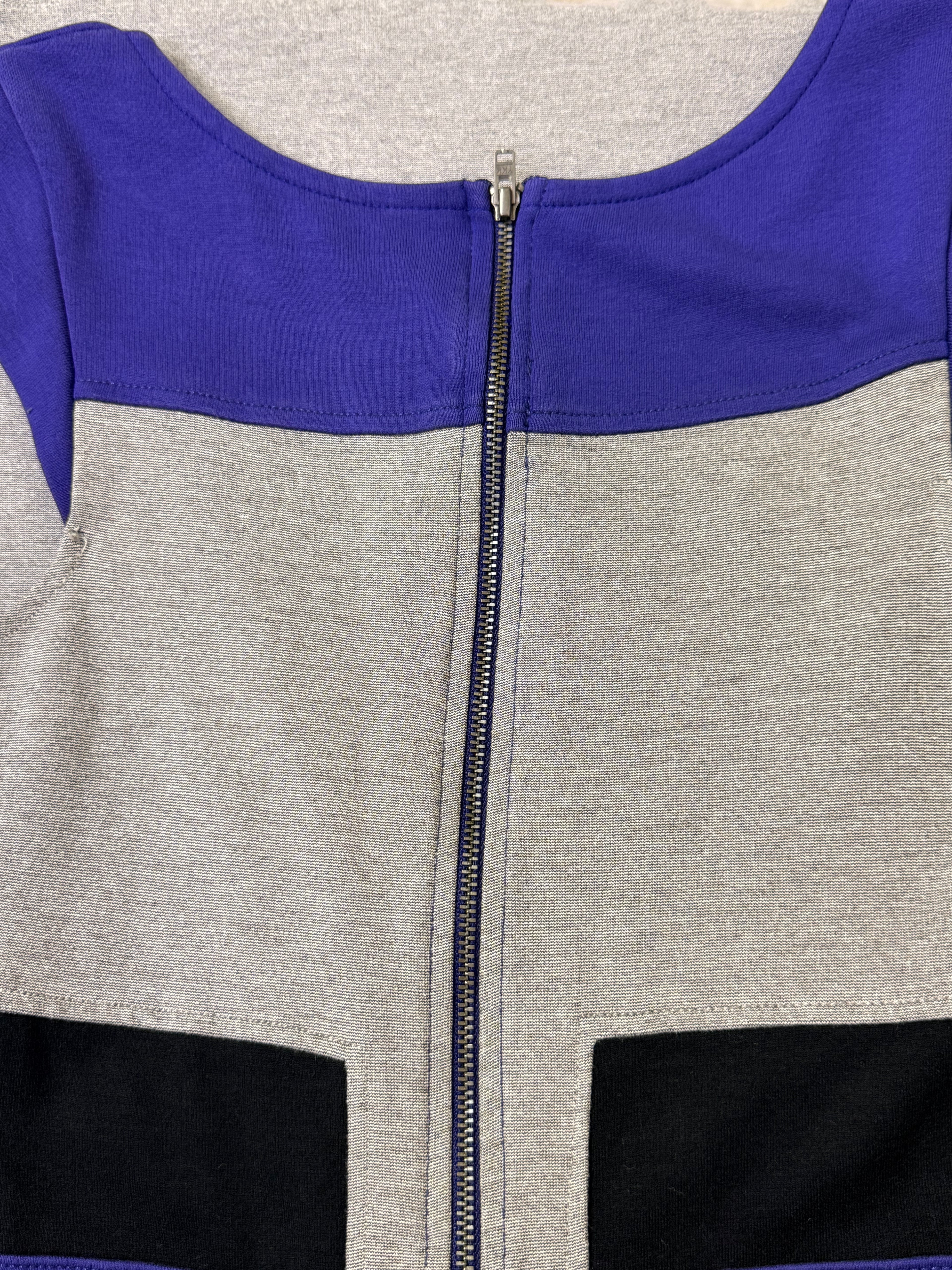 French Connection Grey, Blue & Black Color-Block Bodycon Dress - Size UK 8 / US 4 - Small