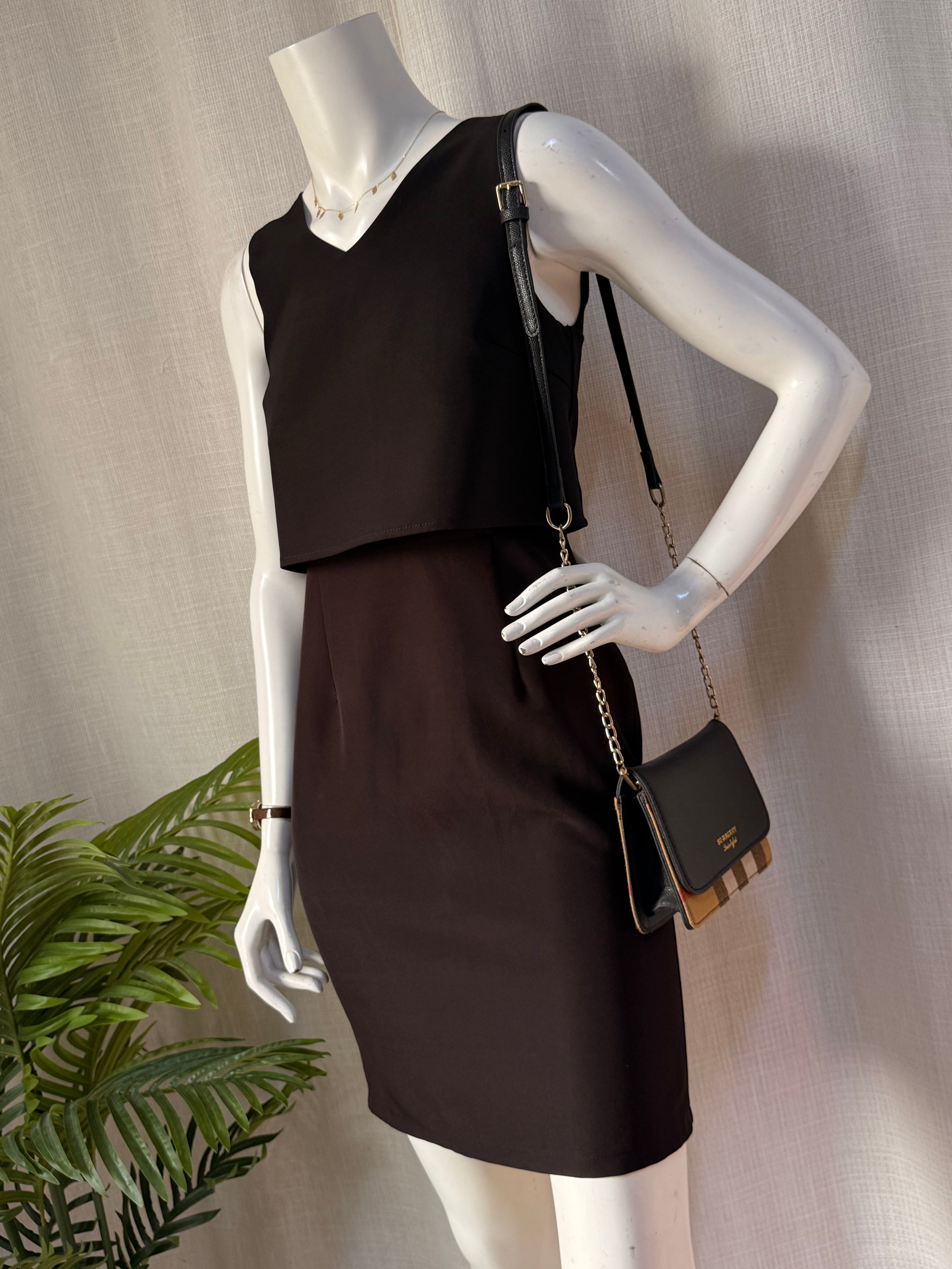 Playdress Black Overlay Layered Midi Dress | Size S