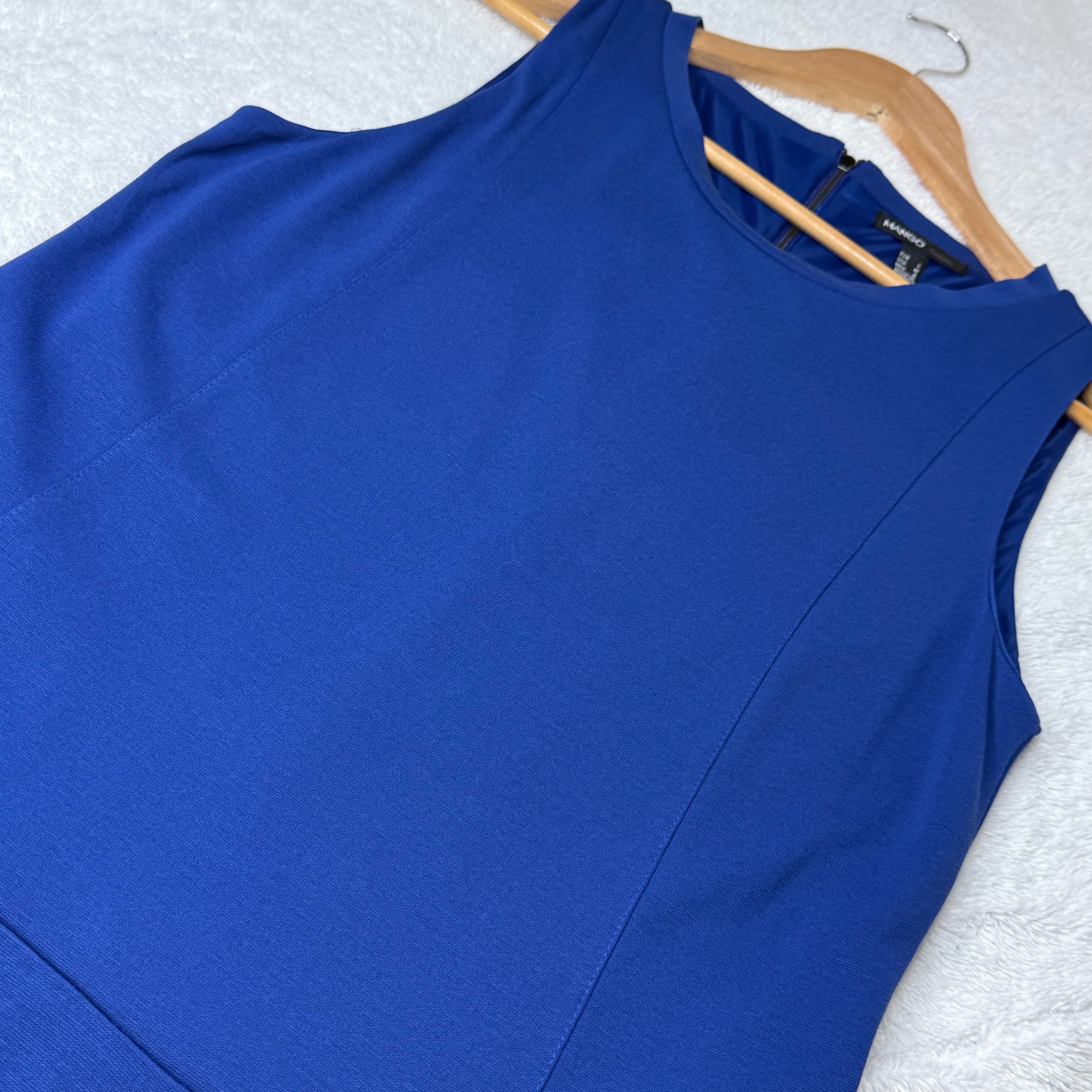 Mango Navy Blue Drop-Waist Mini Dress