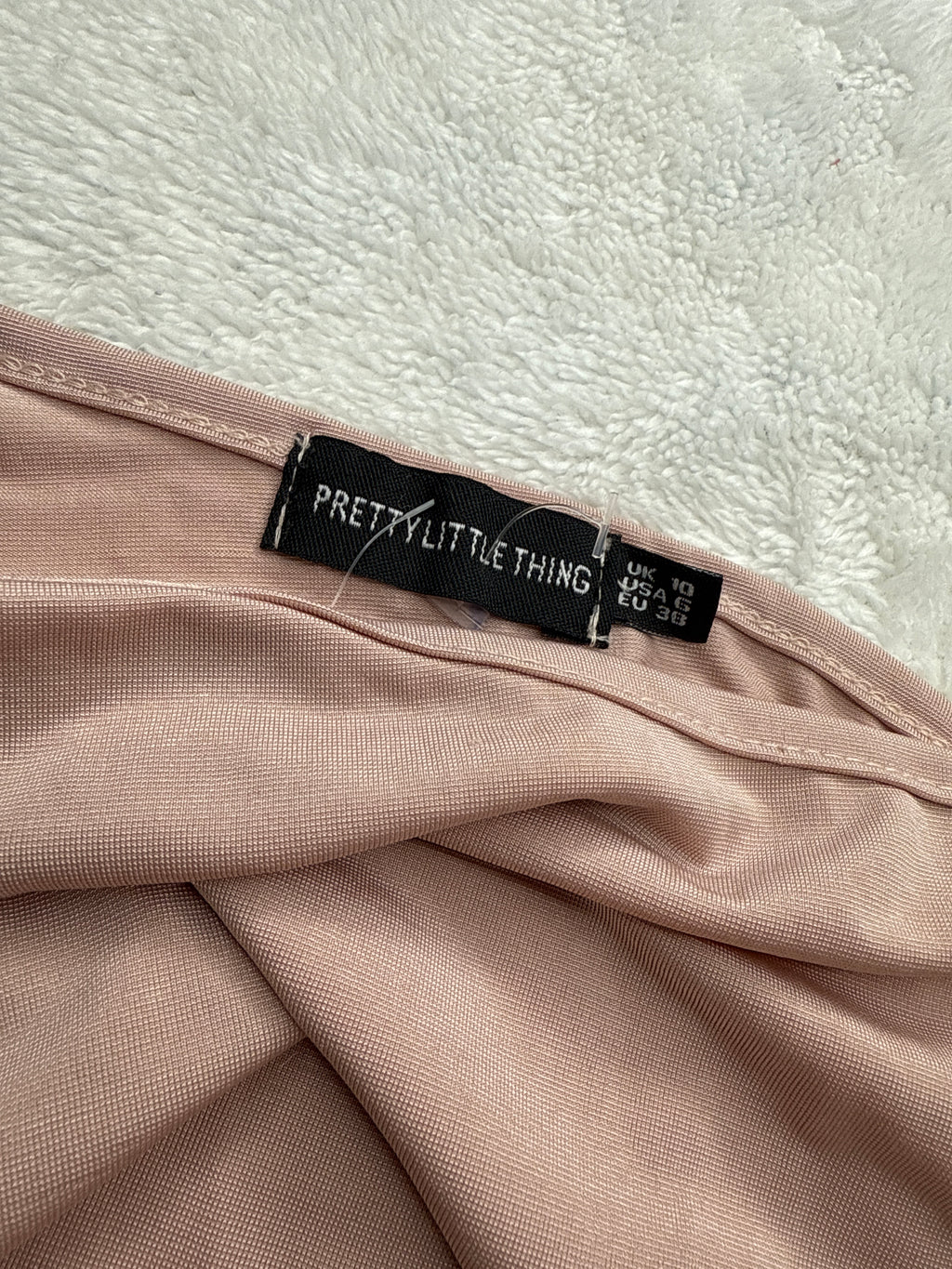 Pretty Little Thing Blush Pink One-Shoulder Ruched Dress (XS)