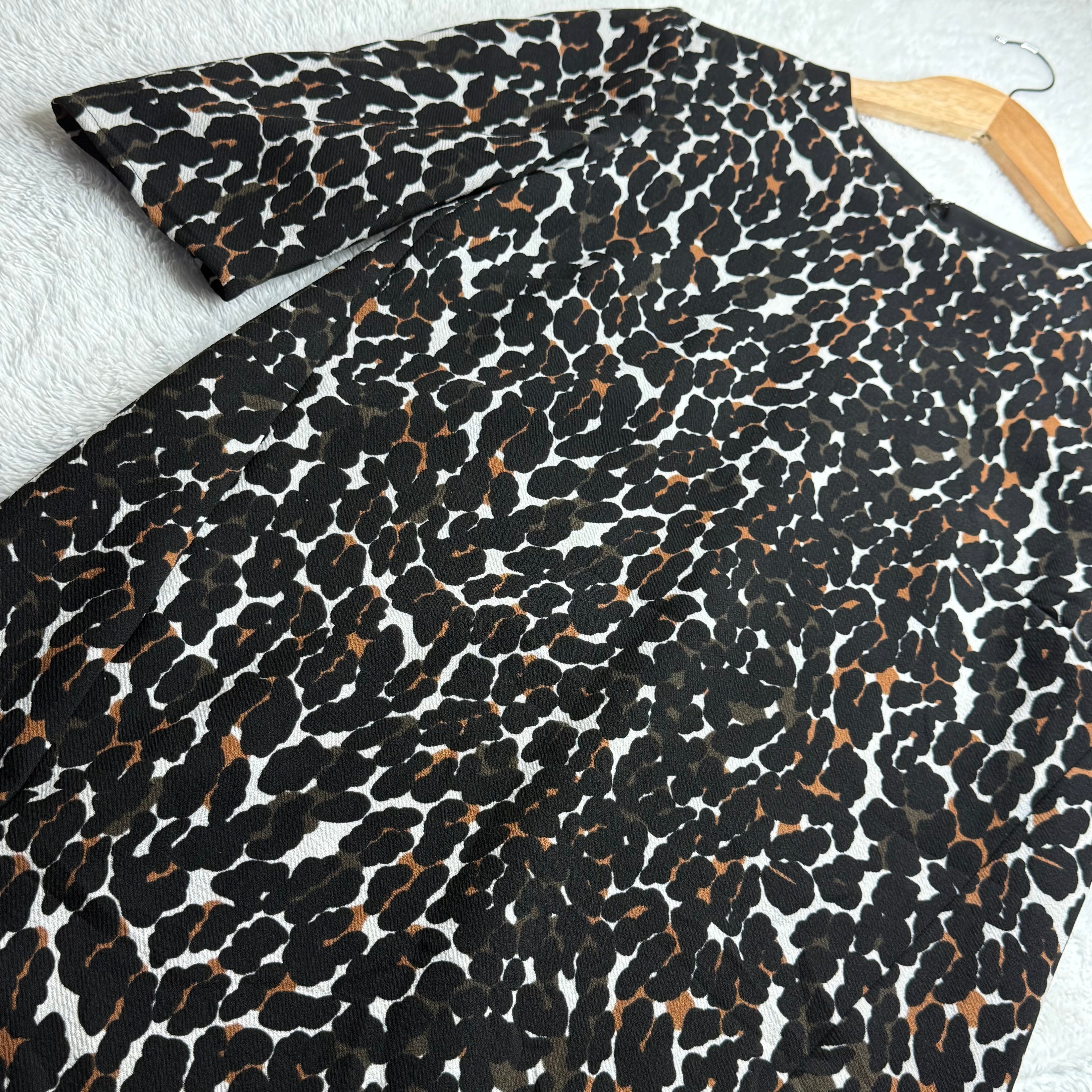 Whistles Black & Brown Leopard Print Dress